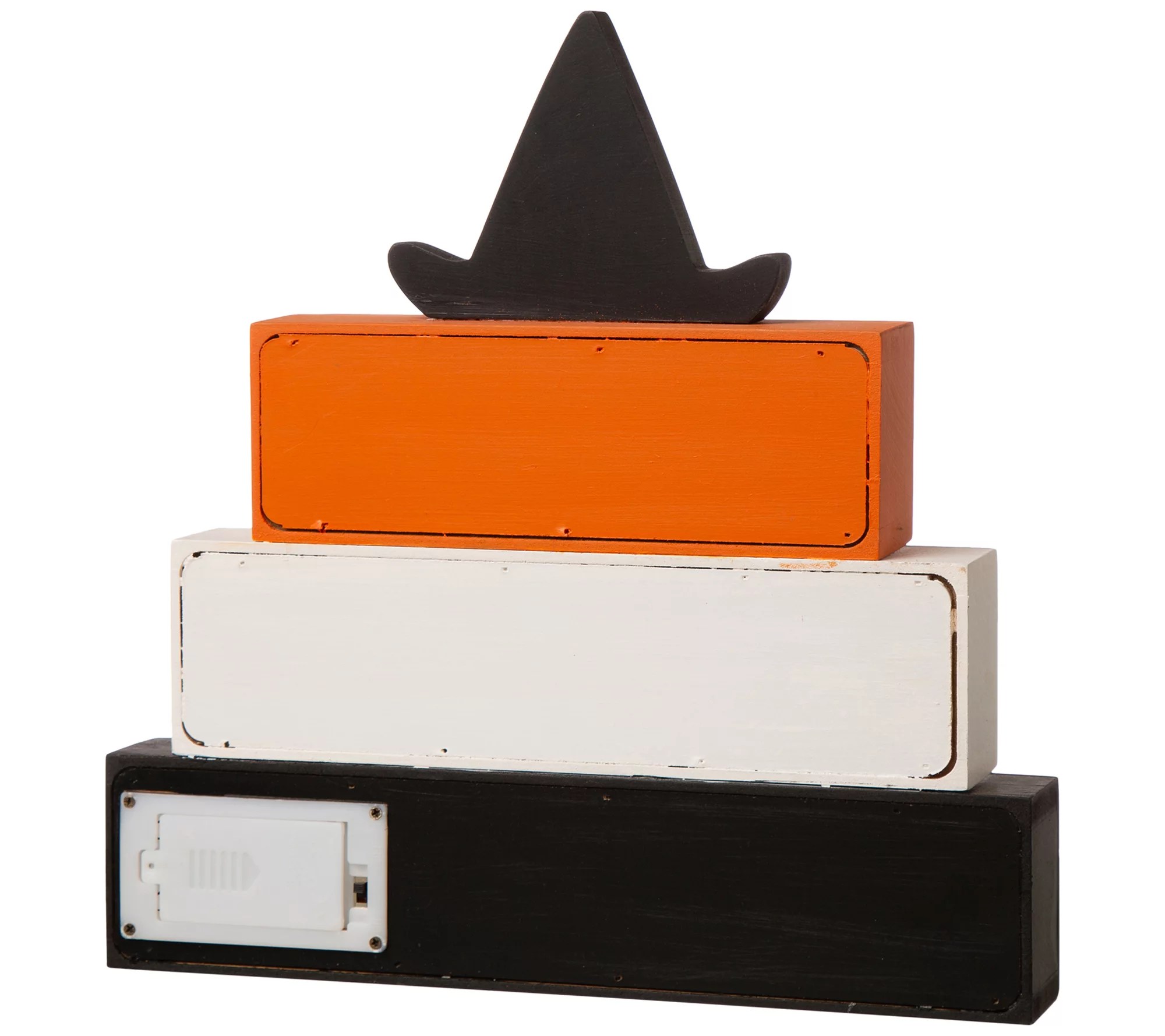 Glitzhome Halloween Wooden LED Witch & Word Block Table Decor