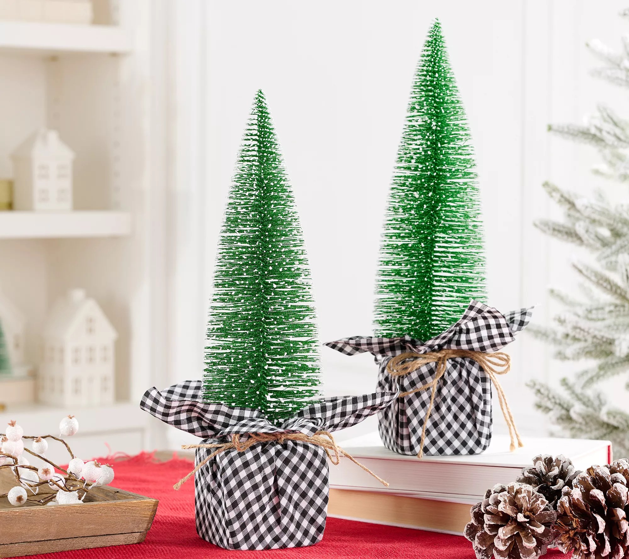 Set of 2 15" Bottlebrush Trees with Fabric Base by Valerie