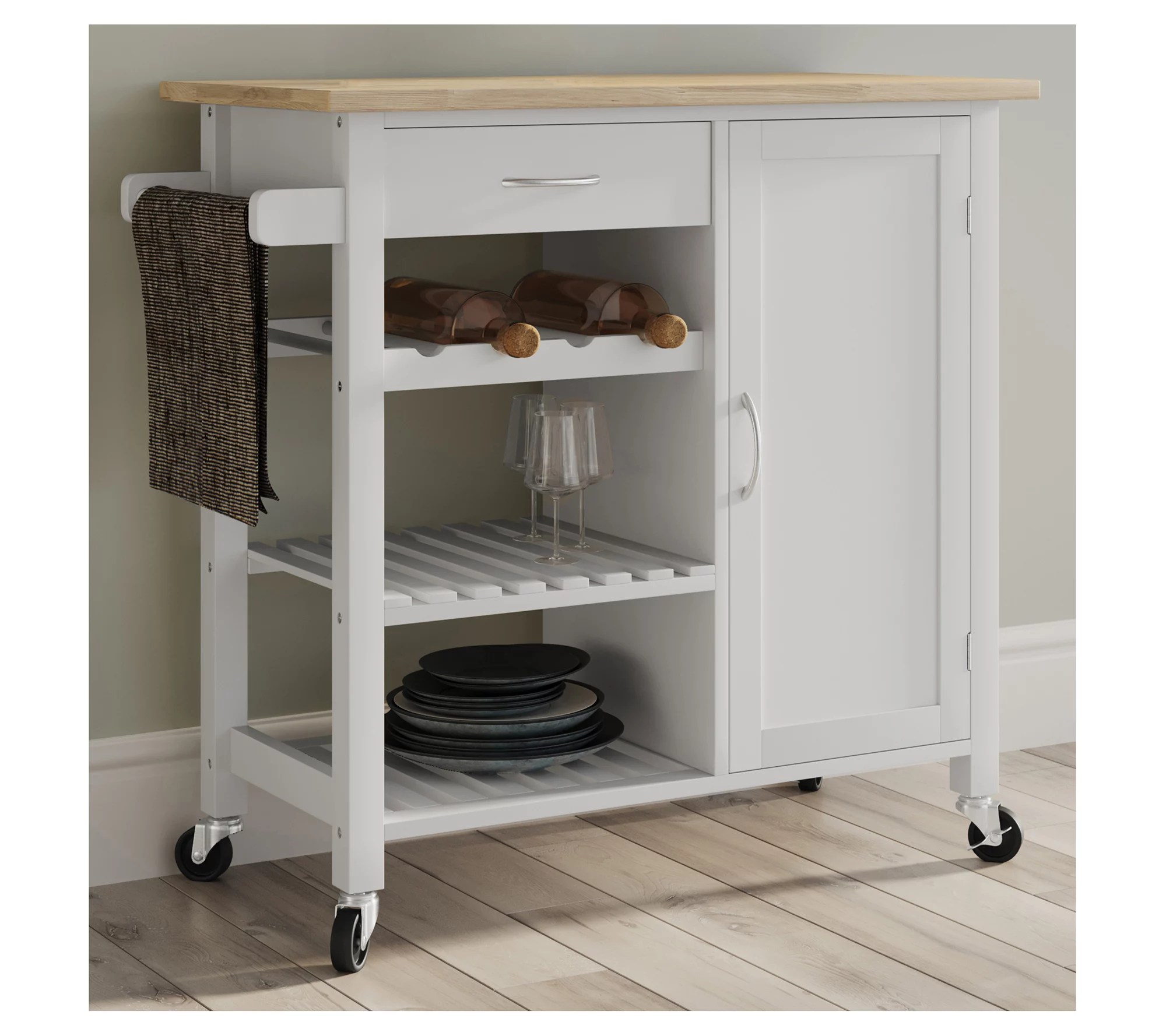 Lavish Home Kitchen Island with Towel Rack andShelves