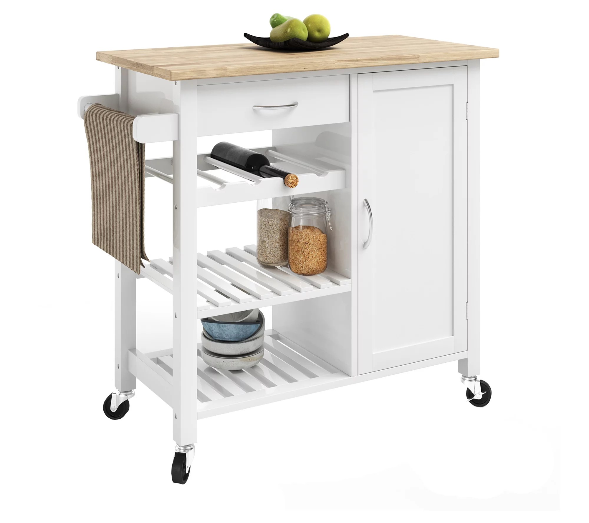 Lavish Home Kitchen Island with Towel Rack andShelves