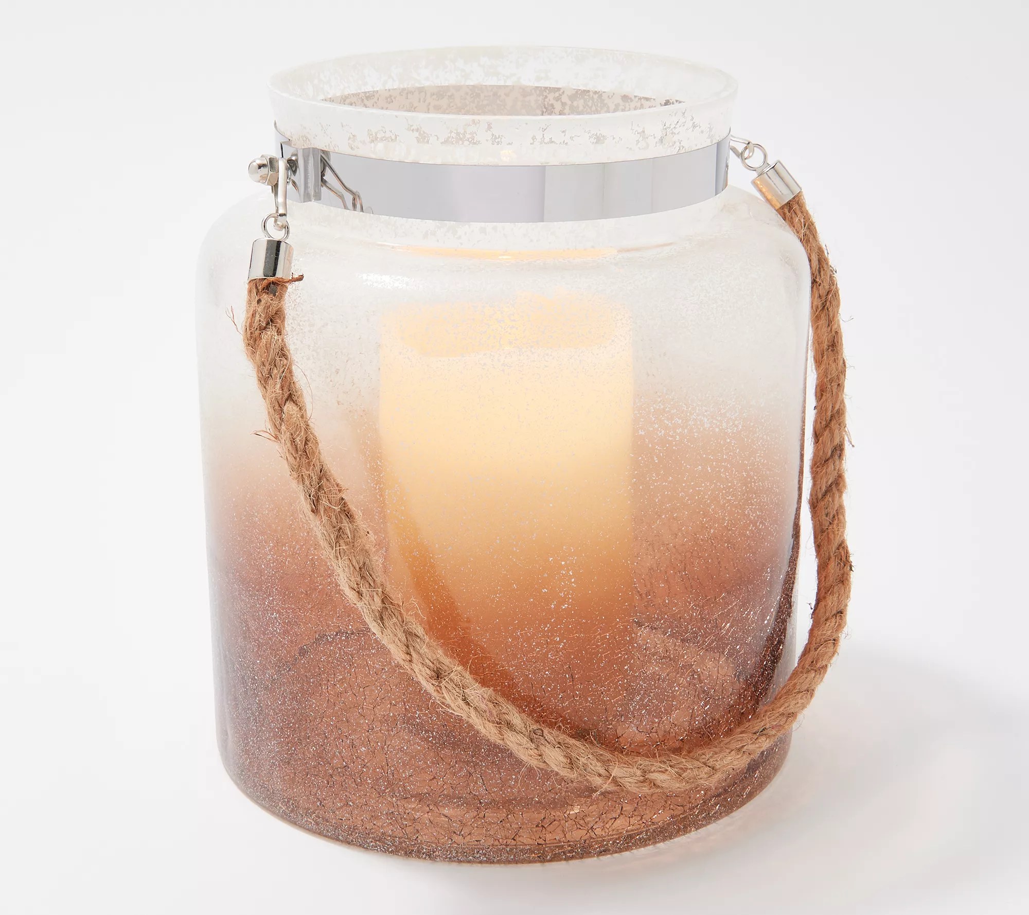 Lightscapes Crackled Glass Jar with Flameless Candle