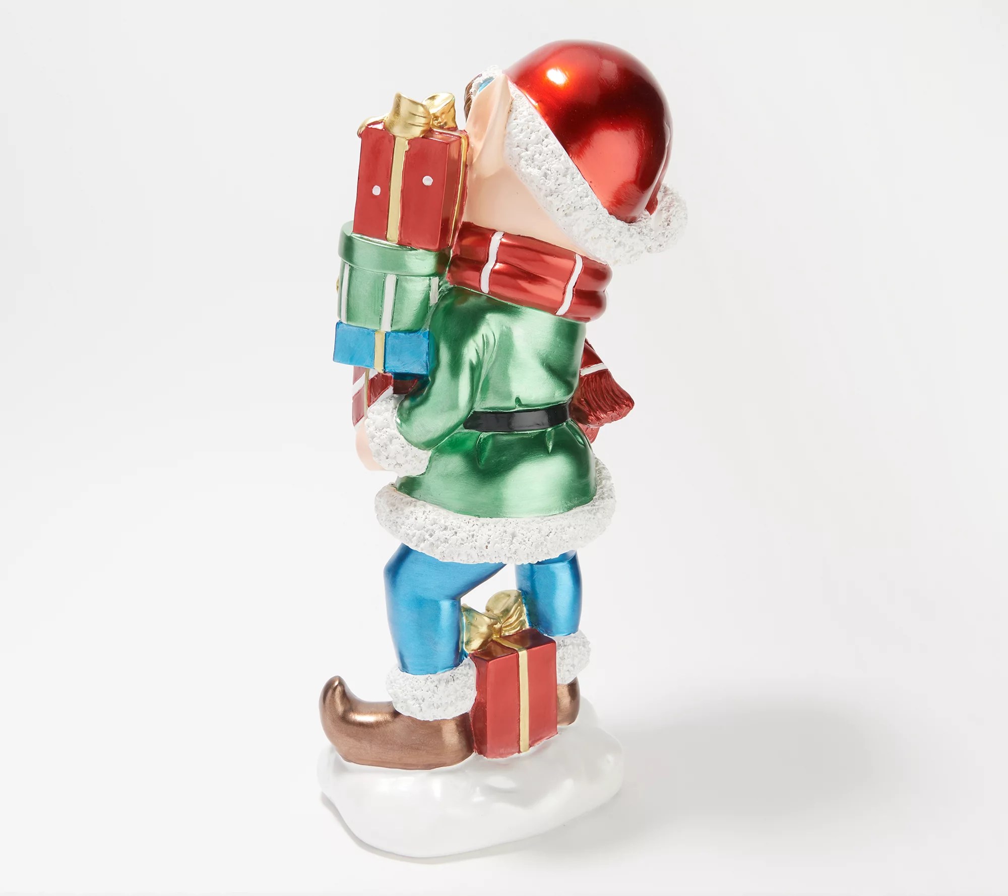 Kringle Express Indoor/ Outdoor Illuminated Resin Elf Holding Present