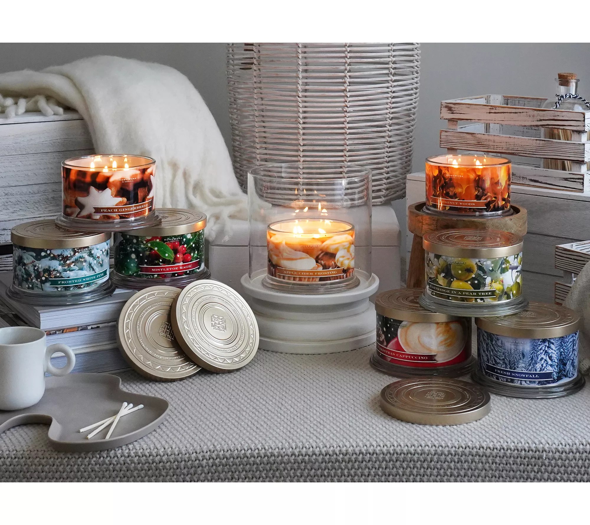 HomeWorx by Slatkin & Co. S/2 Frosted White Pine 18oz Candles