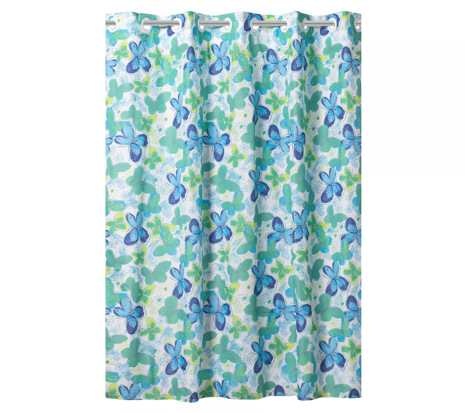 Hookless Shower Curtain for Kids, Flutter Butterfly Print