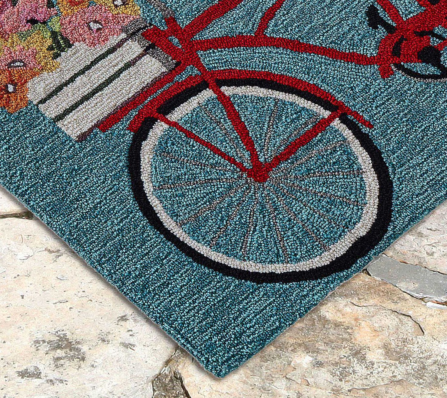 Liora Manne Frontporch Bike Ride In/Out Rug Blue 20"x30"