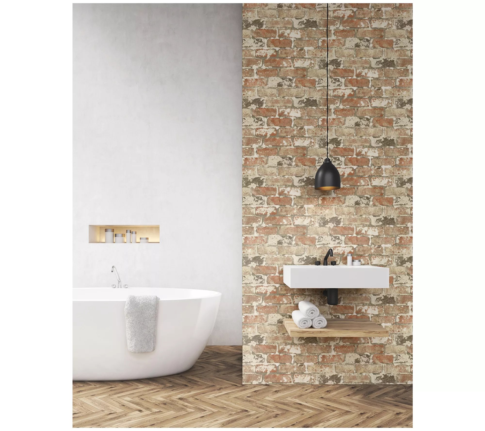 NextWall Weathered Brick Peel and Stick Wallpaper Roll