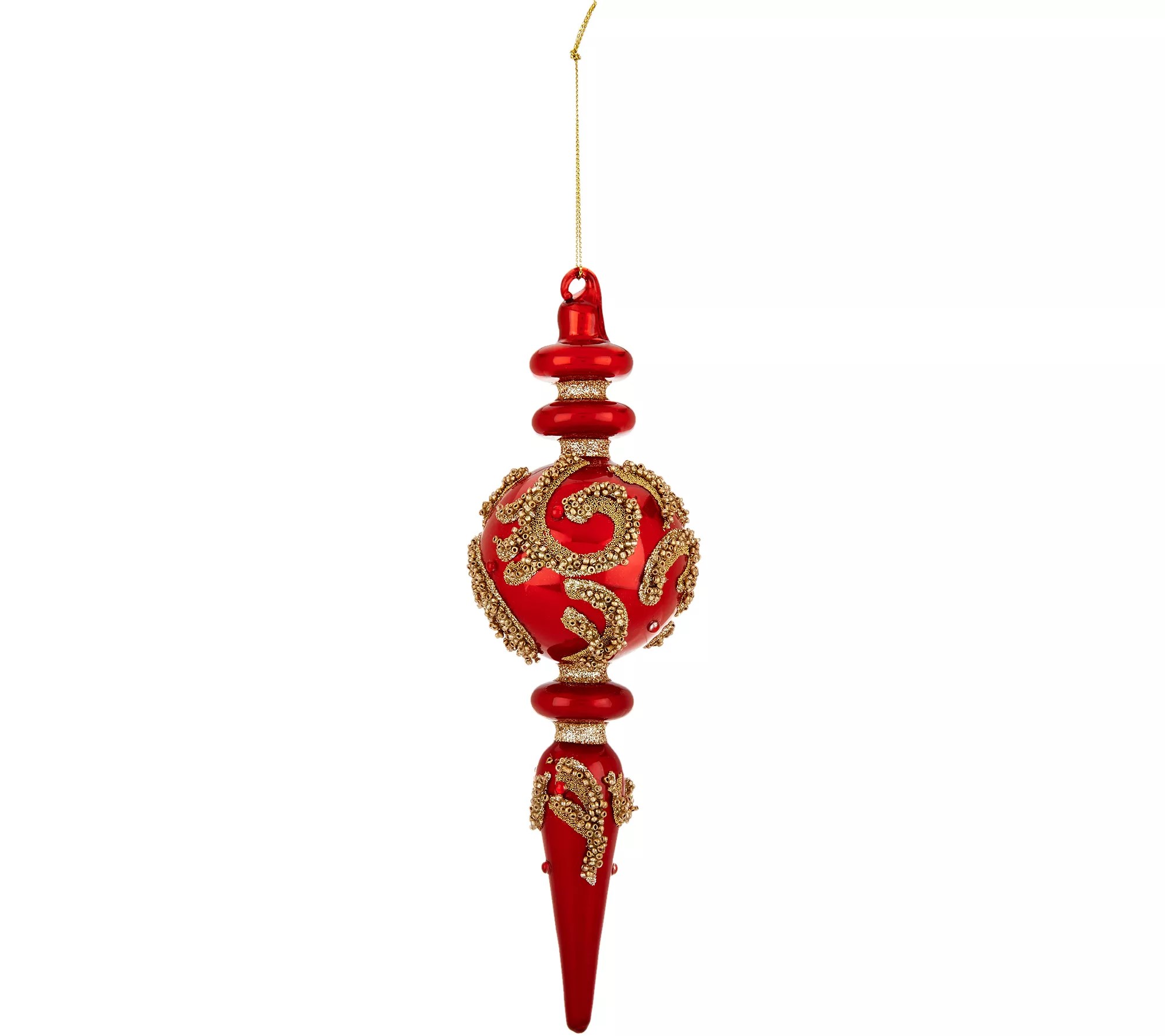 Set of 4 Glass Finial Ornaments with Beading by Valerie