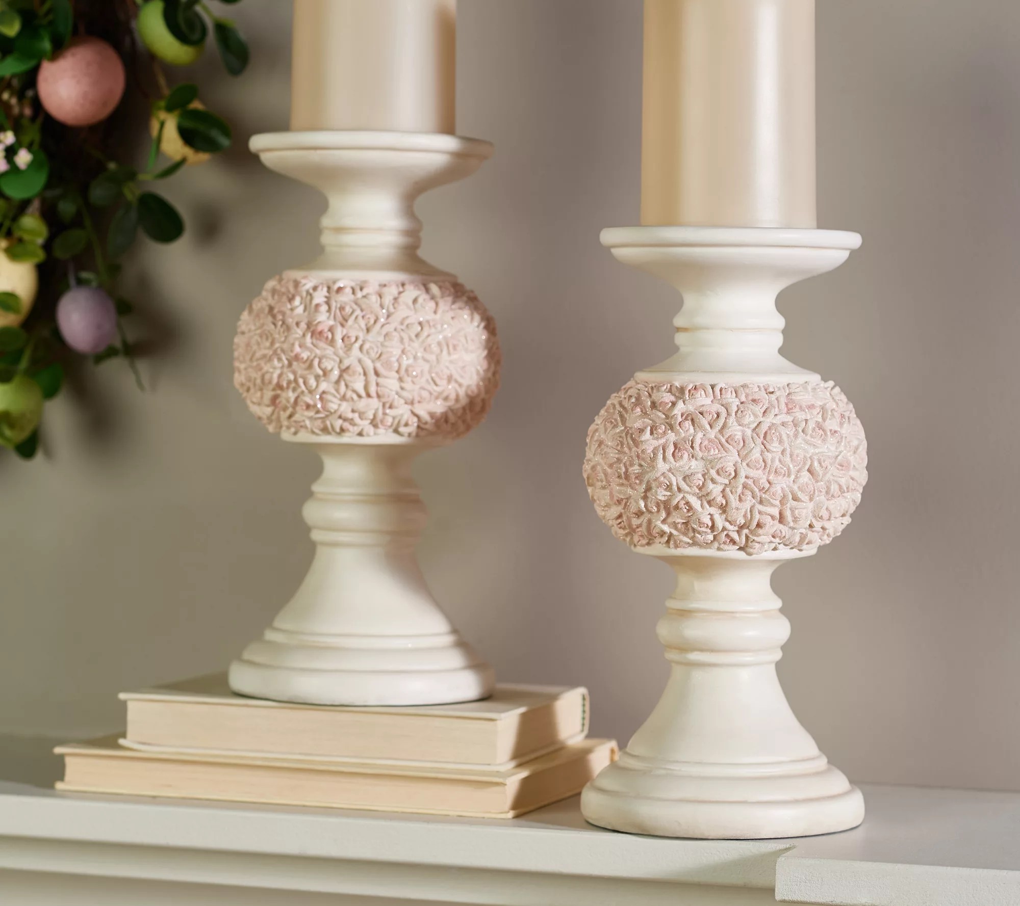 "As Is" Set of (2) 10" Candle Pedestals with Rosette Detail by Valerie