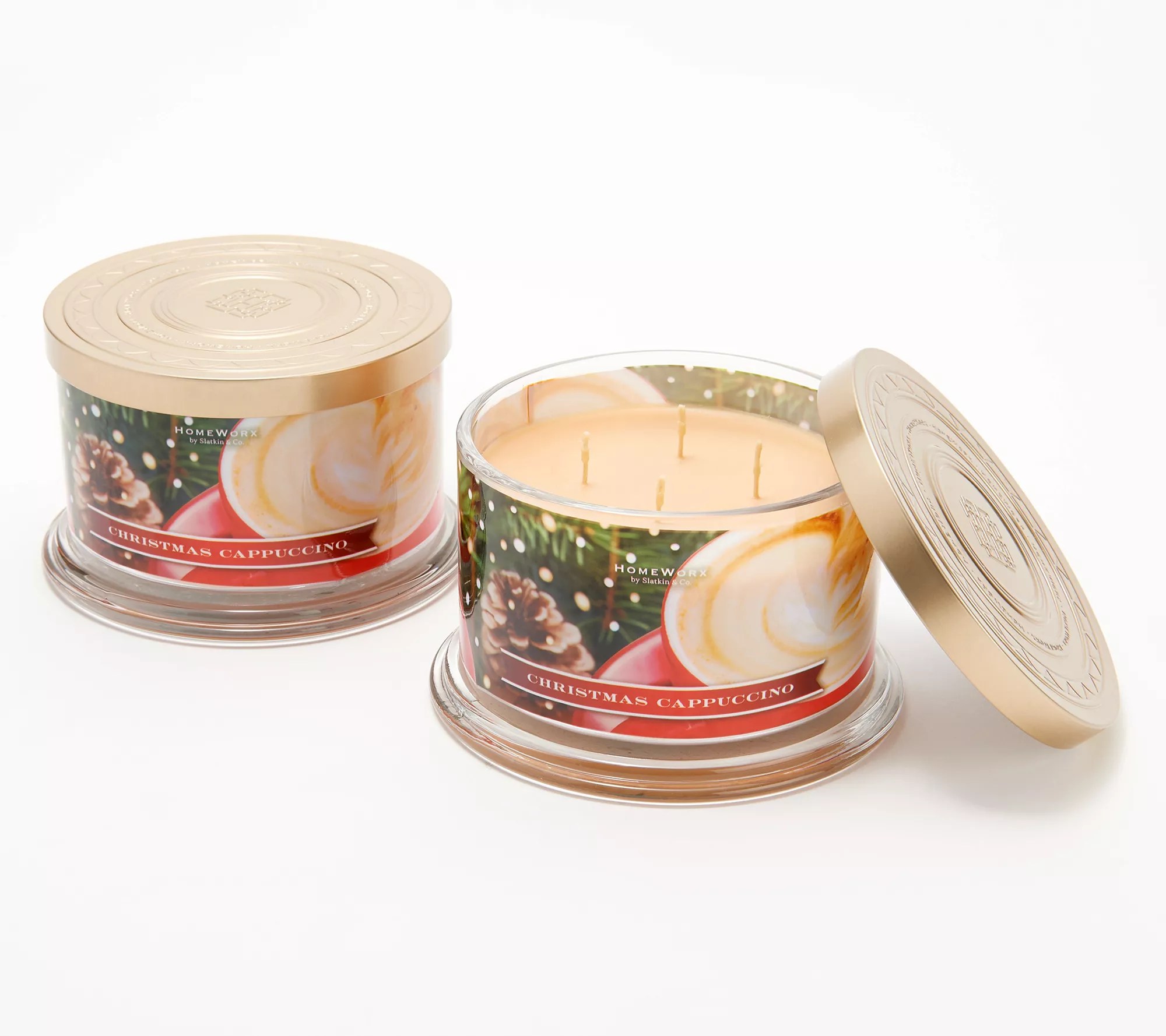 HomeWorx by Slatkin & Co. S/2 Christmas Cappuccino 18oz Candles