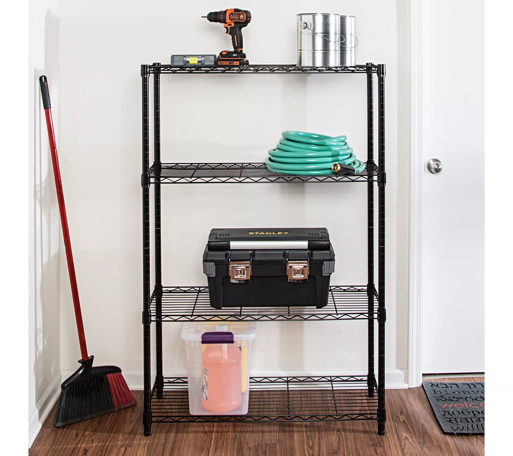 HoneyCanDo 4Tier HeavyDuty Adjustable Shelving Unit, Blac