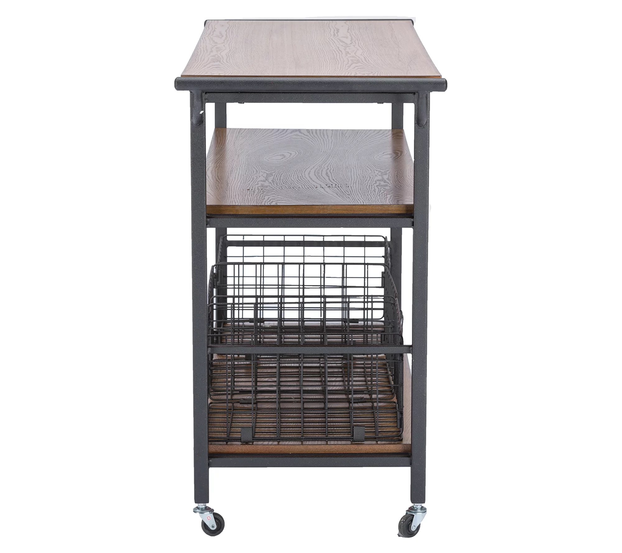 Baxton Studio Lancashire Brown Wood & Metal Kitchen Cart