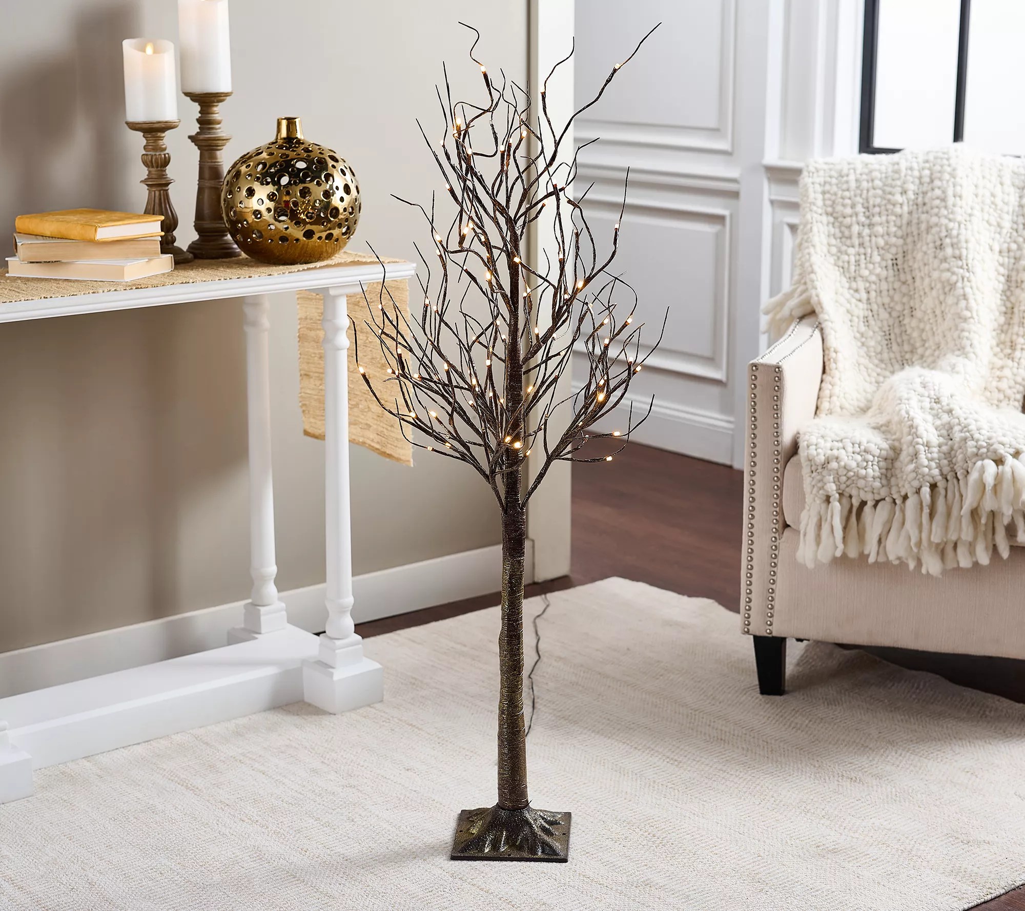 Indoor/Outdoor 4' Twinkling Birch Tree with Remote by Valerie