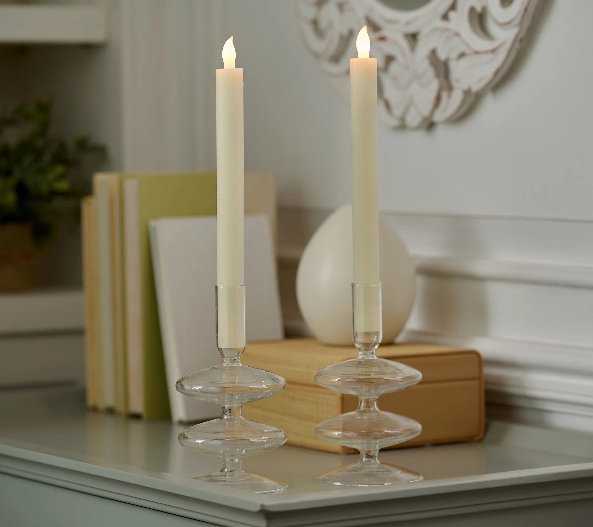 "As Is" Lightscapes Set of 2 9.8" Wax Taper Flameless Candles