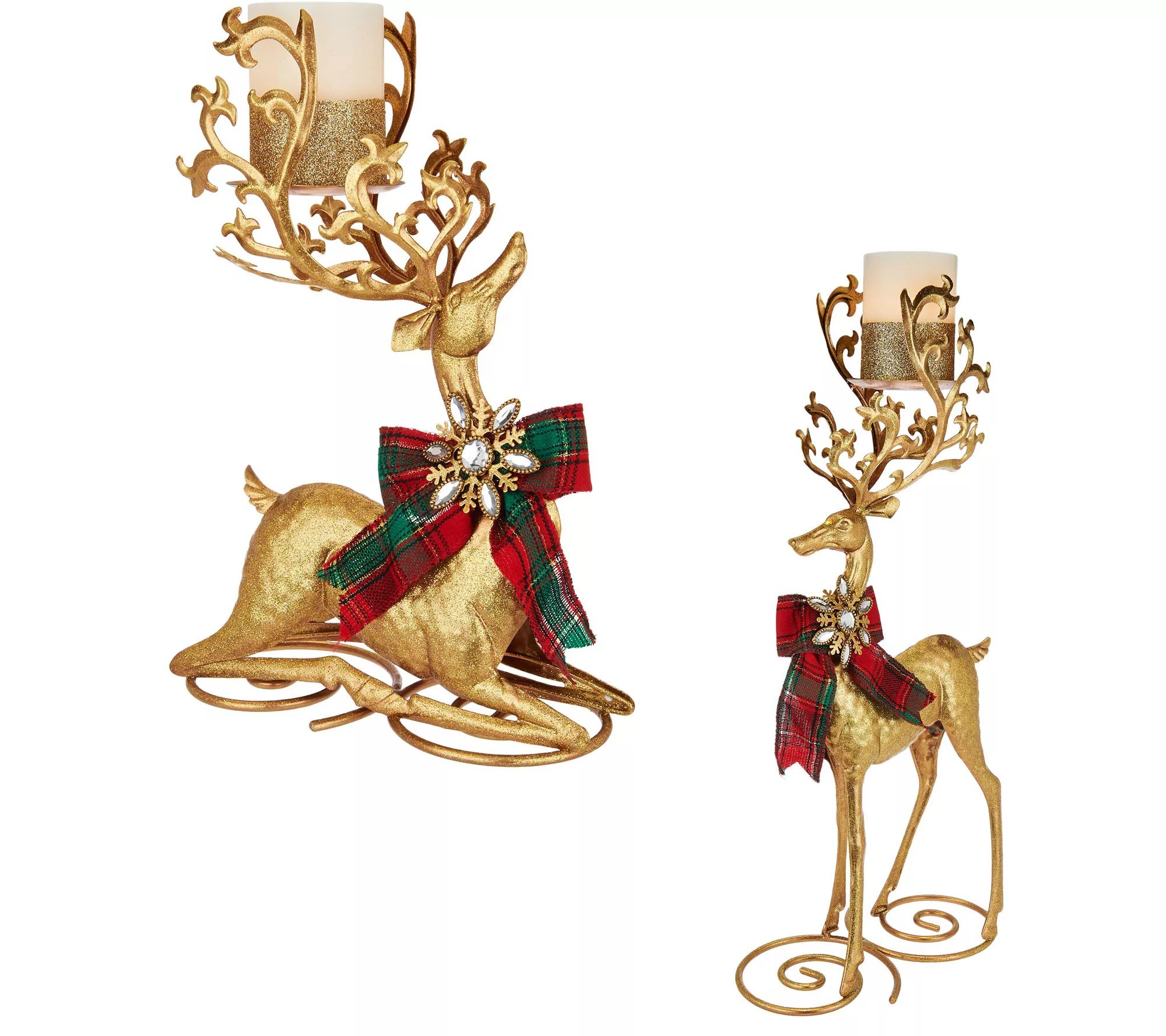 Kringle Express Metal Standing or Kneeling Reindeer w/ FlamelessCandle