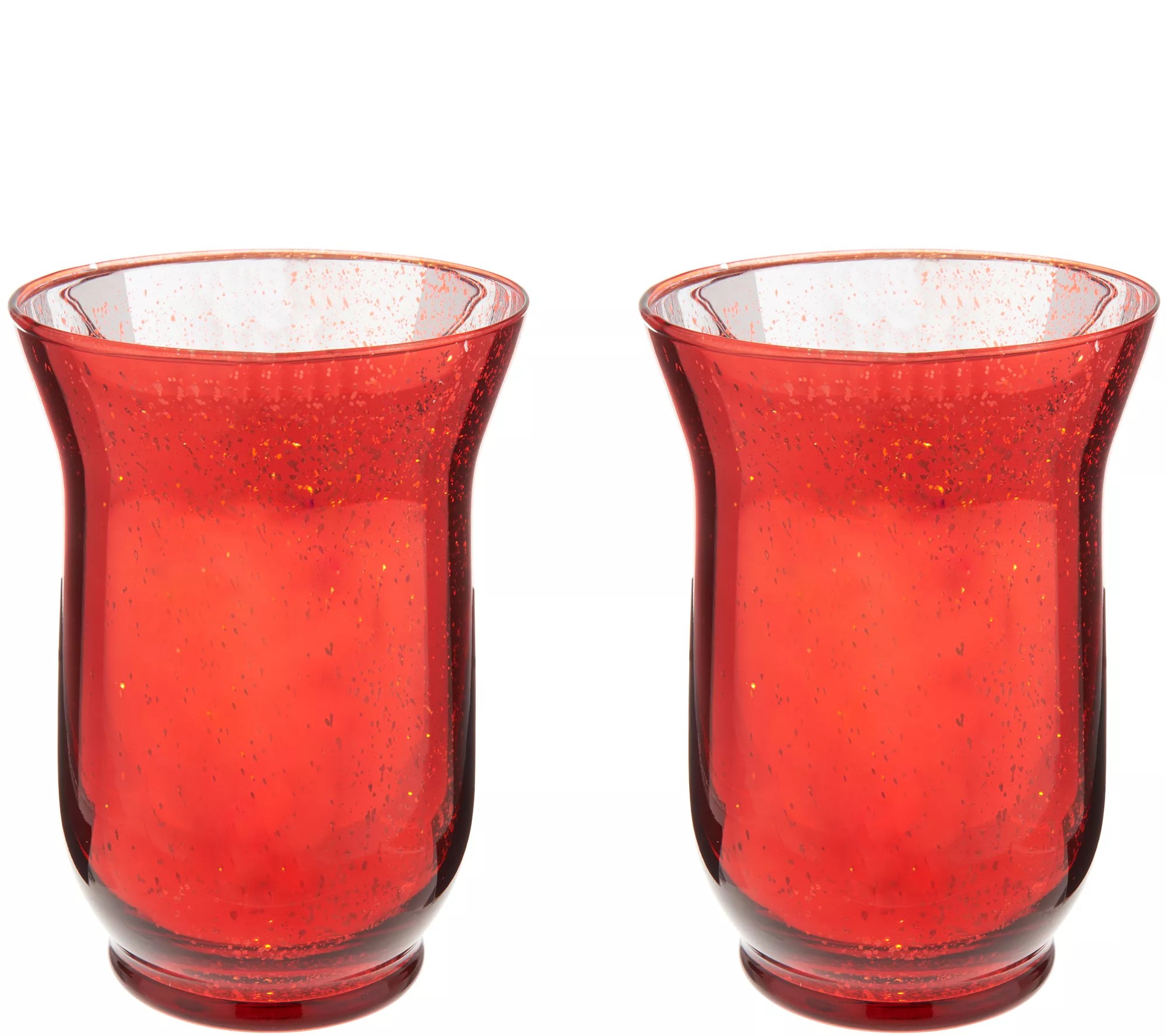 Set of (2) 8" Illuminated Mercury Glass Hurricanes by Valerie