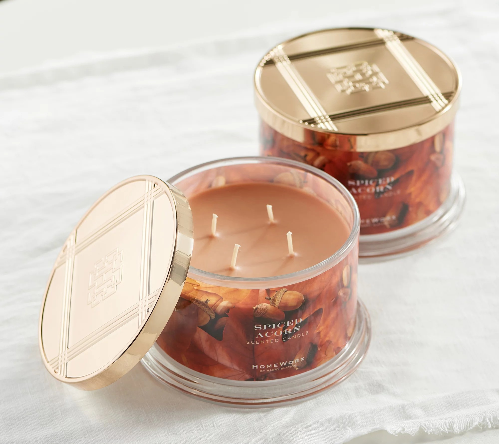 HomeWorx by Harry Slatkin S/2 Spiced Acorn 18oz Candles