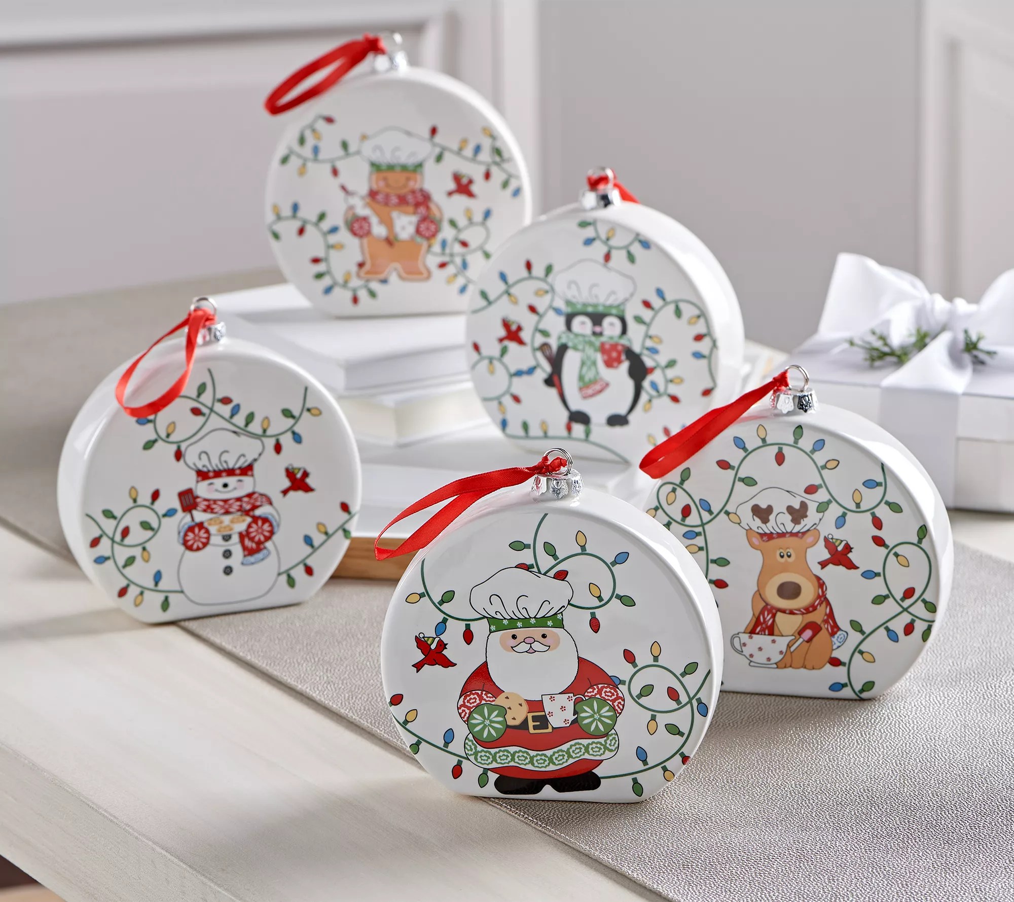 Temptations Holiday Centertaining S/5 Ceramic Recipe Ornament