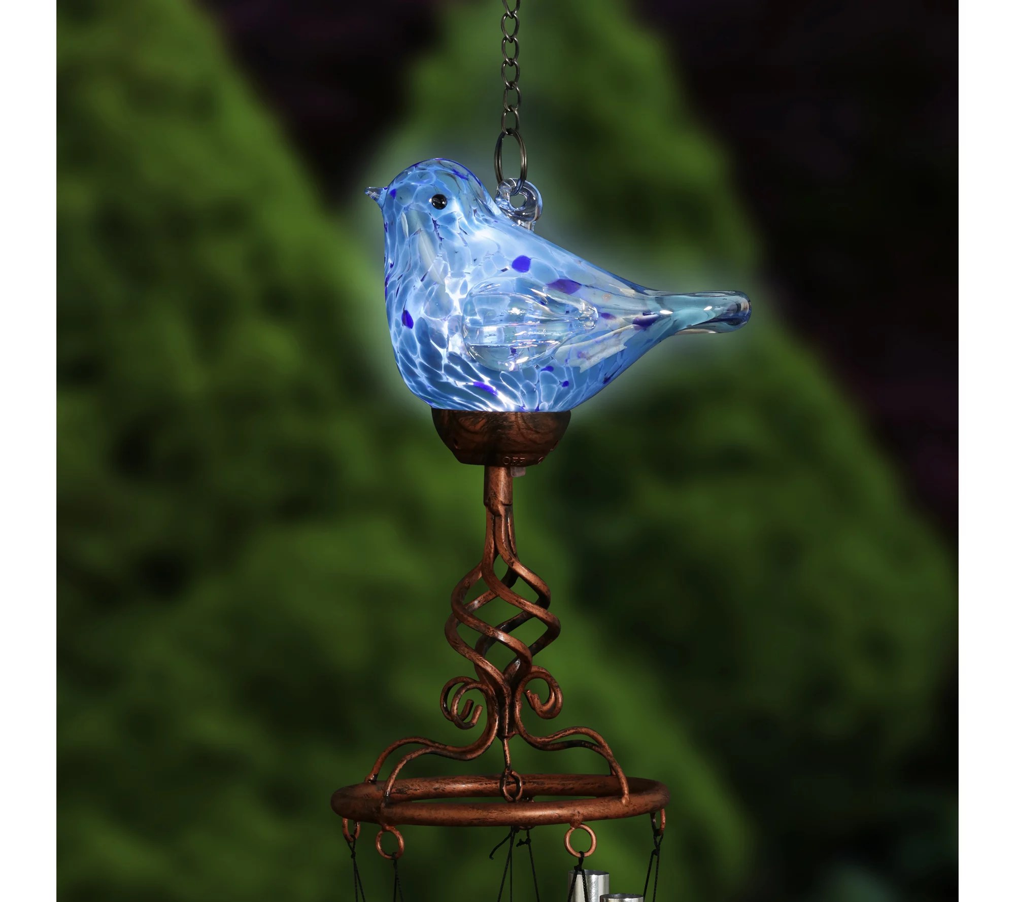 Solar Glass Bird Wind Chime by Exhart
