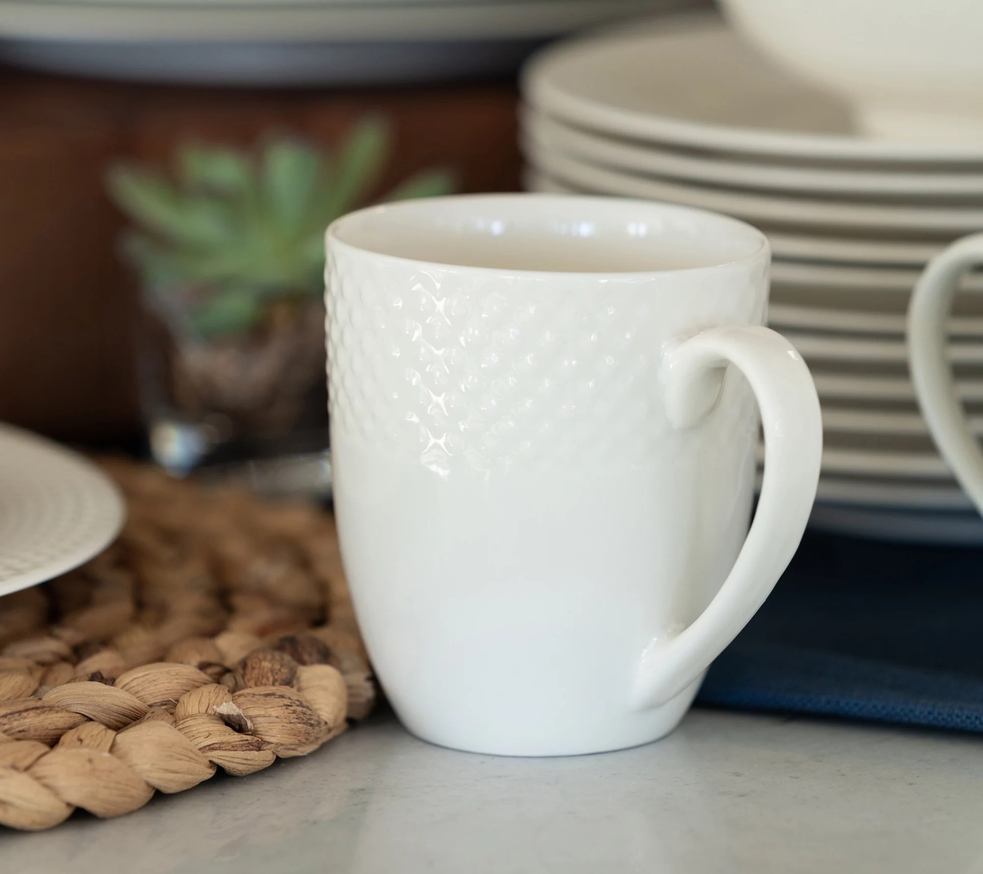 10 Strawberry Street Basket Weave Set of 12 Coffee Mugs