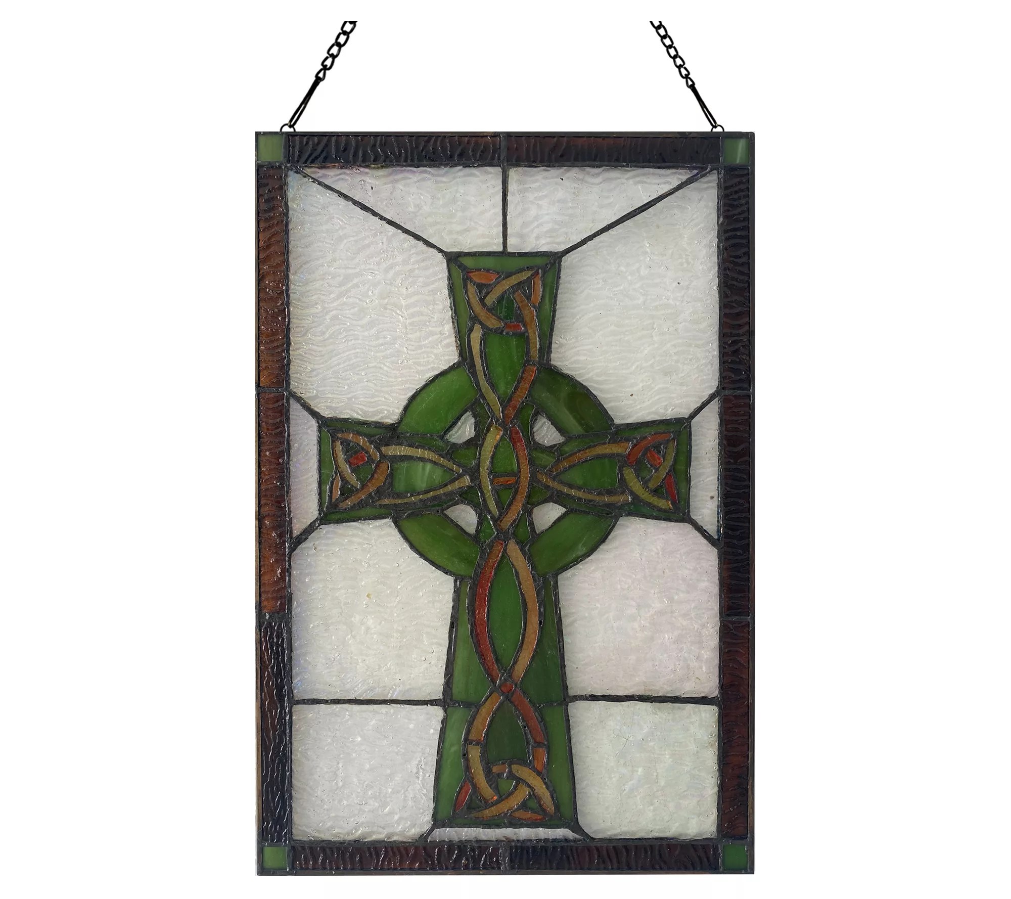 River of Goods 18"H Celtic Cross Stained GlassWindow Panel