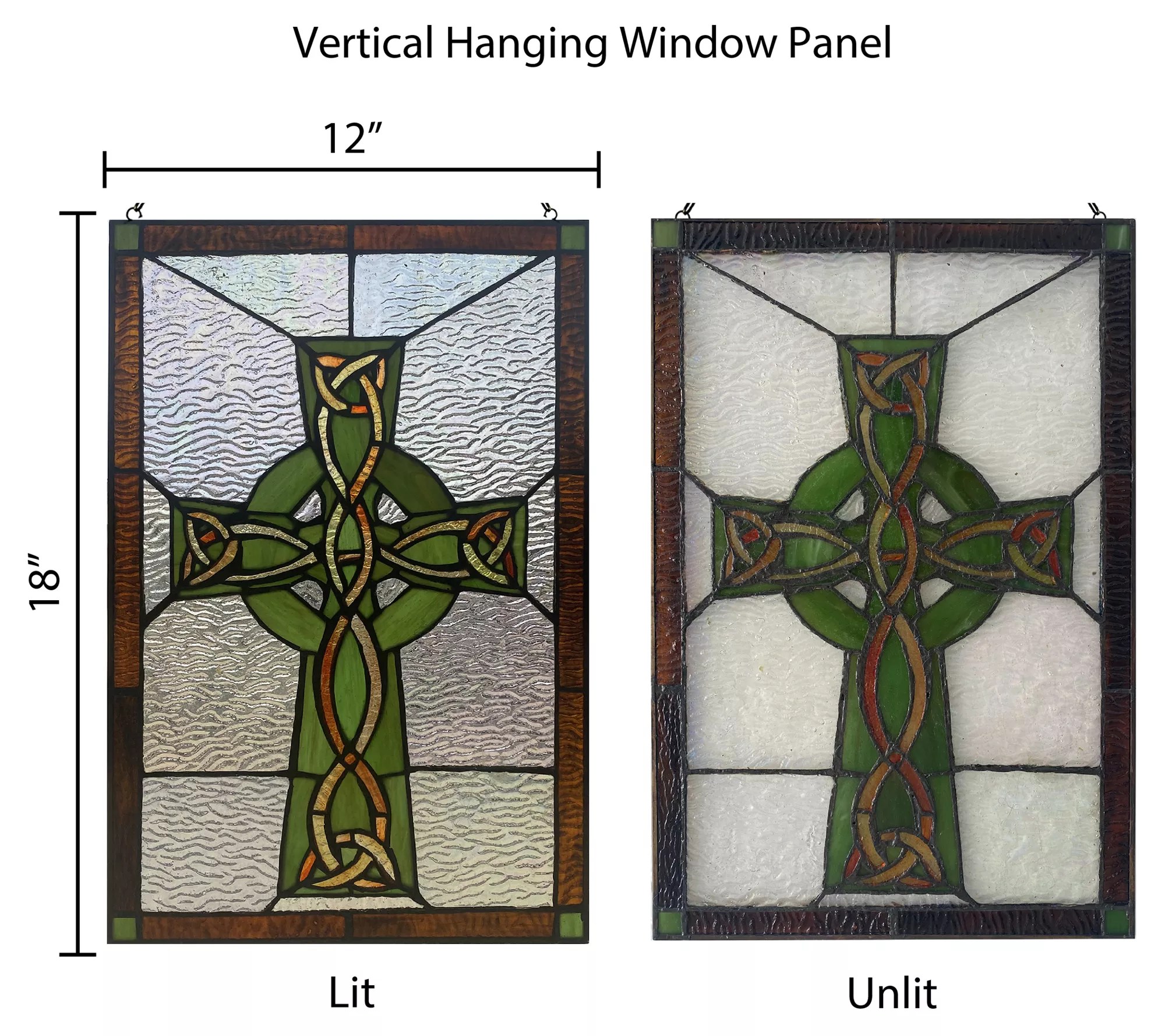 River of Goods 18"H Celtic Cross Stained GlassWindow Panel