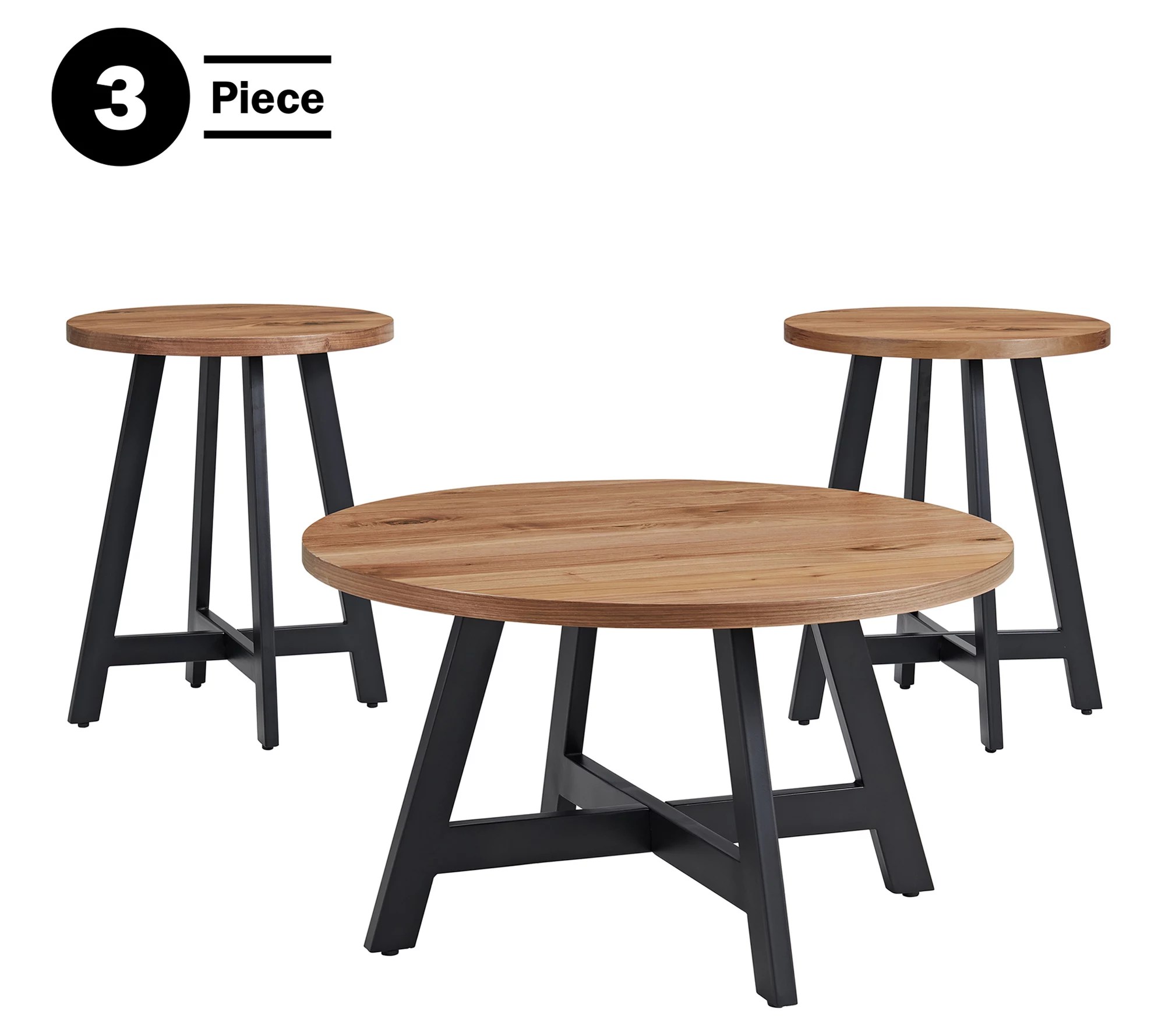 Lavish Home 3PC Round Industrial Coffee TableSide Tables