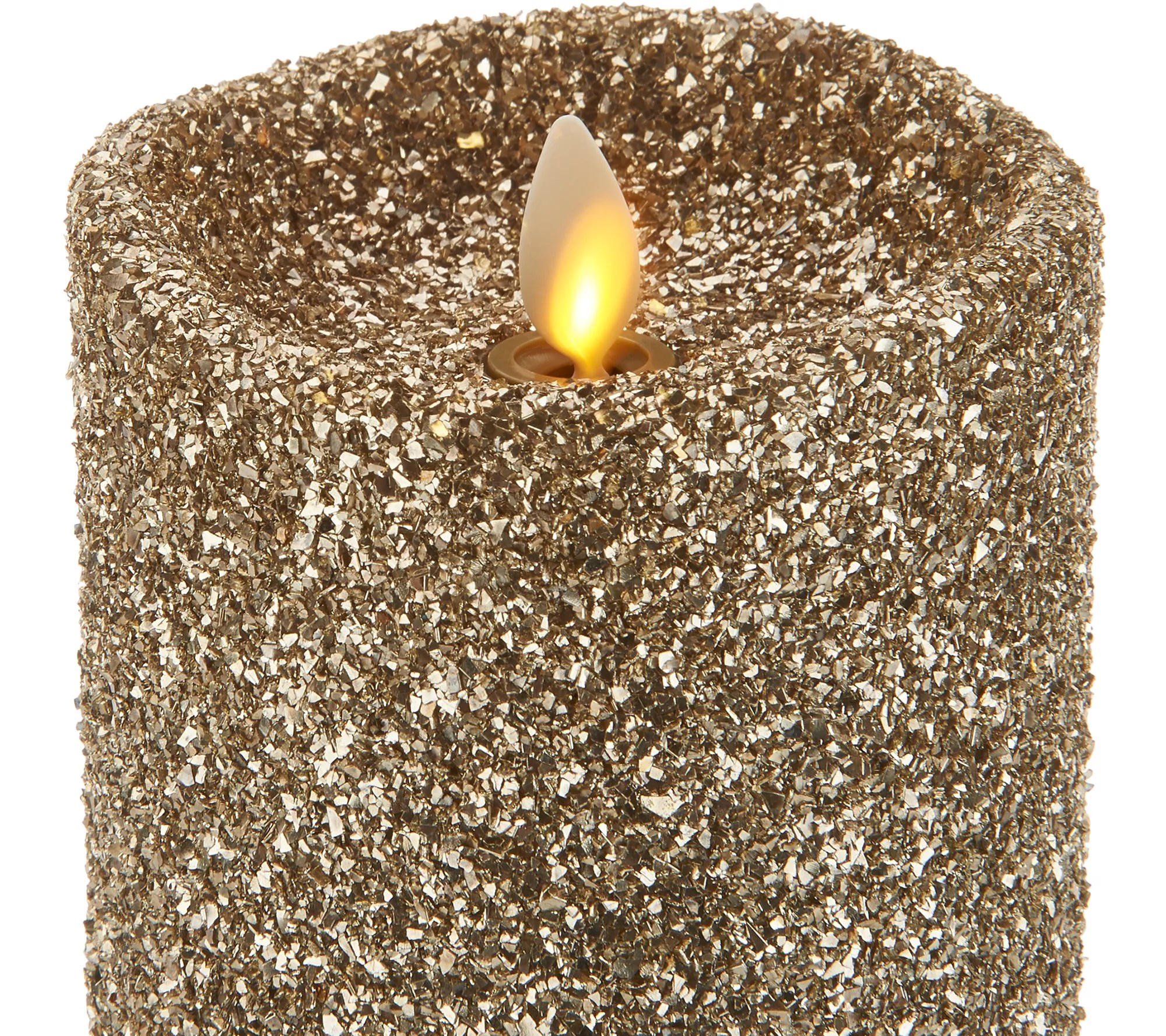 Luminara 4 pc Vintage Glitter 7" Flameless Pillar Candles w/ Remotes