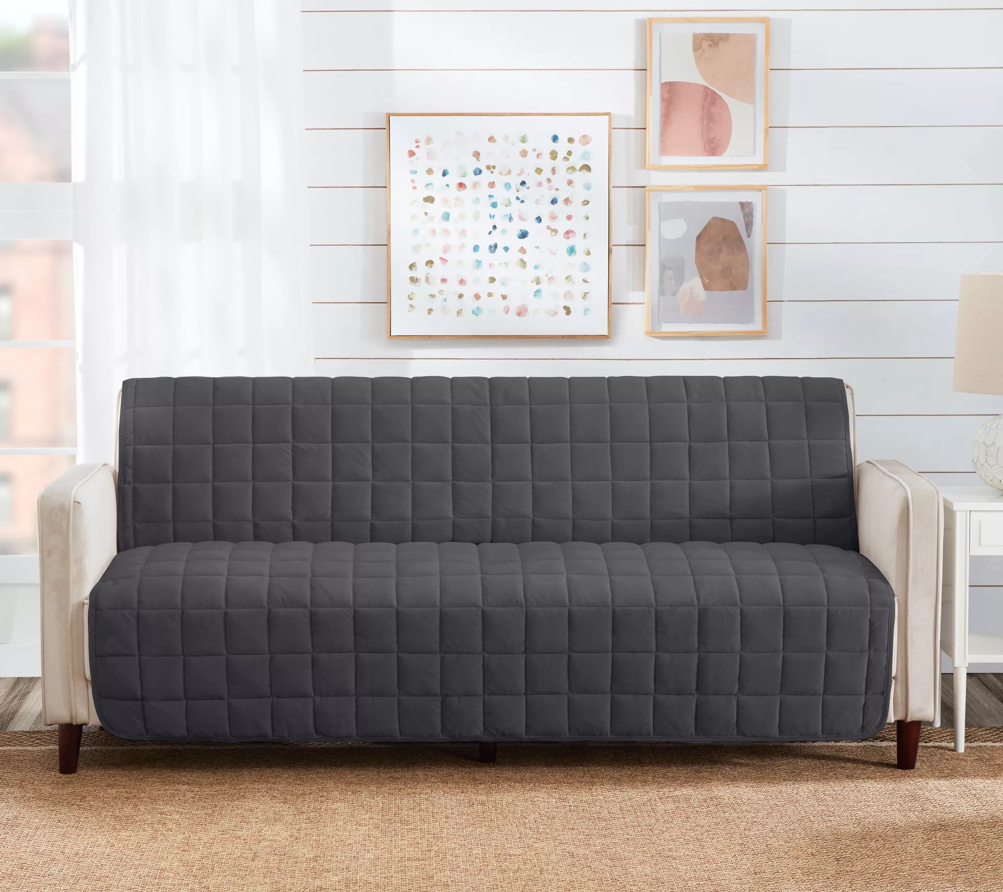 SureFit Deep Pile Velvet Armless Sofa FurnitureCover