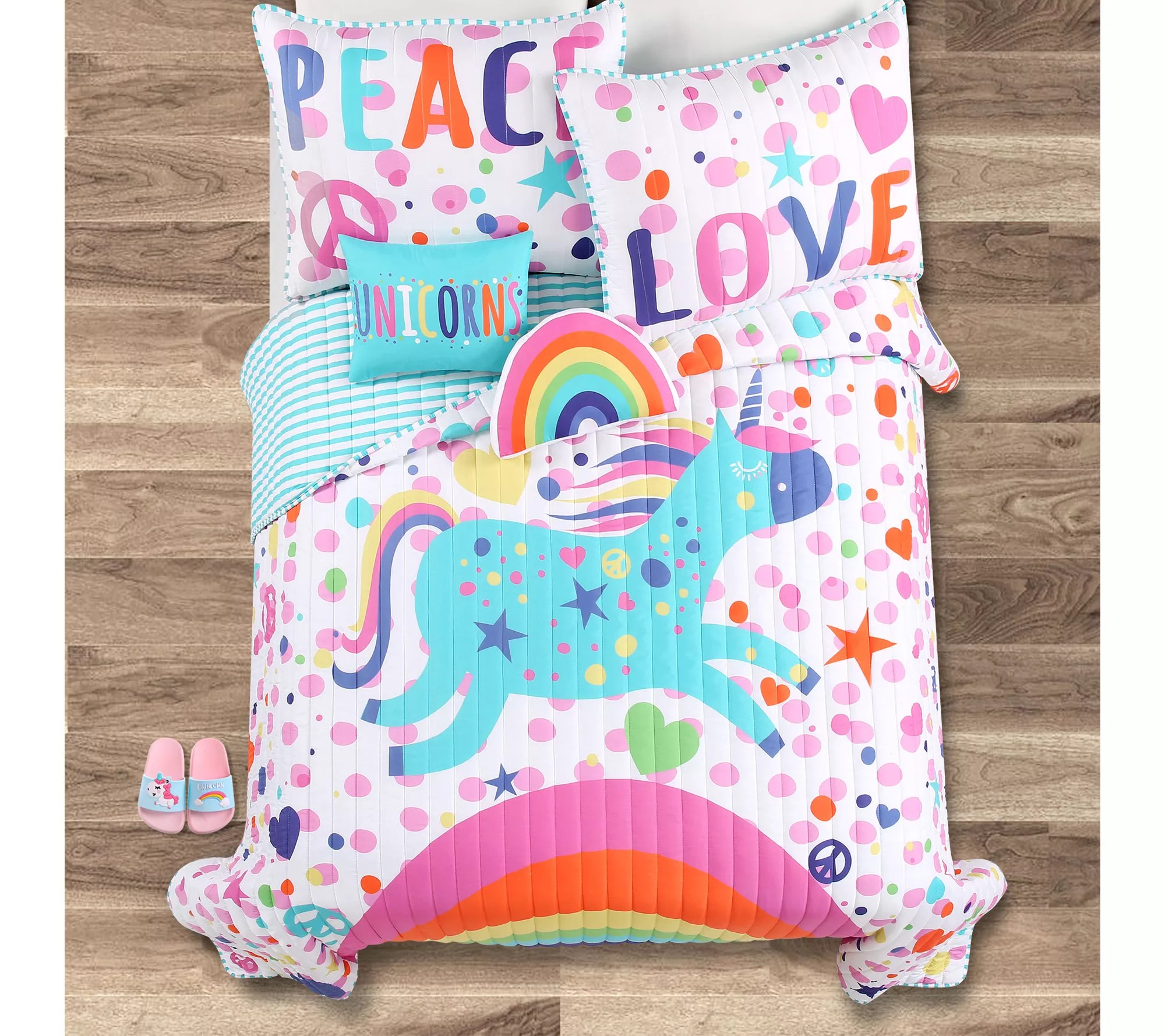 Unicorn Rainbow Full/Queen Quilt Set by Lush Decor