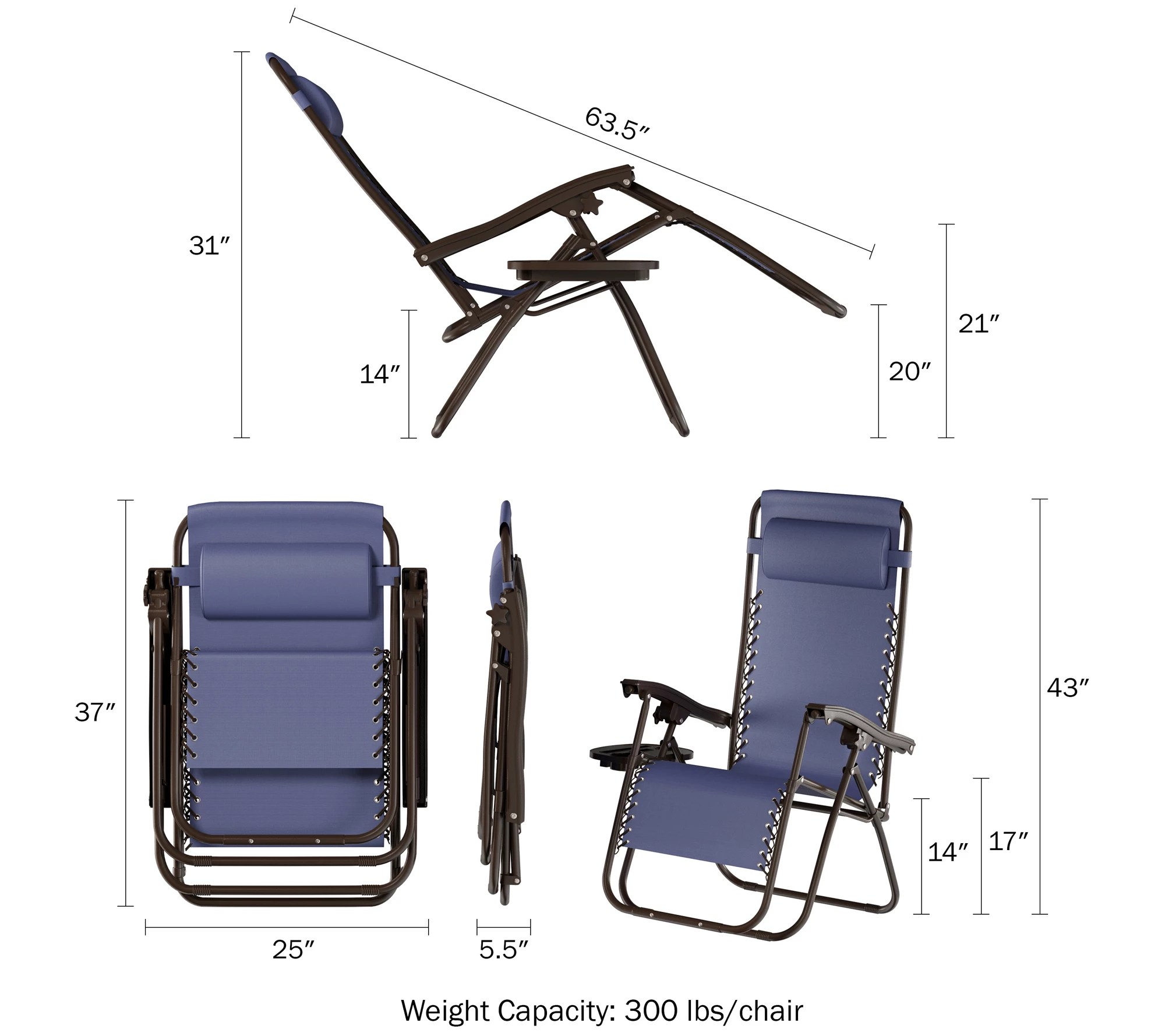 Set of 2 Zero Gravity Lounge Chairs by Lavish Home