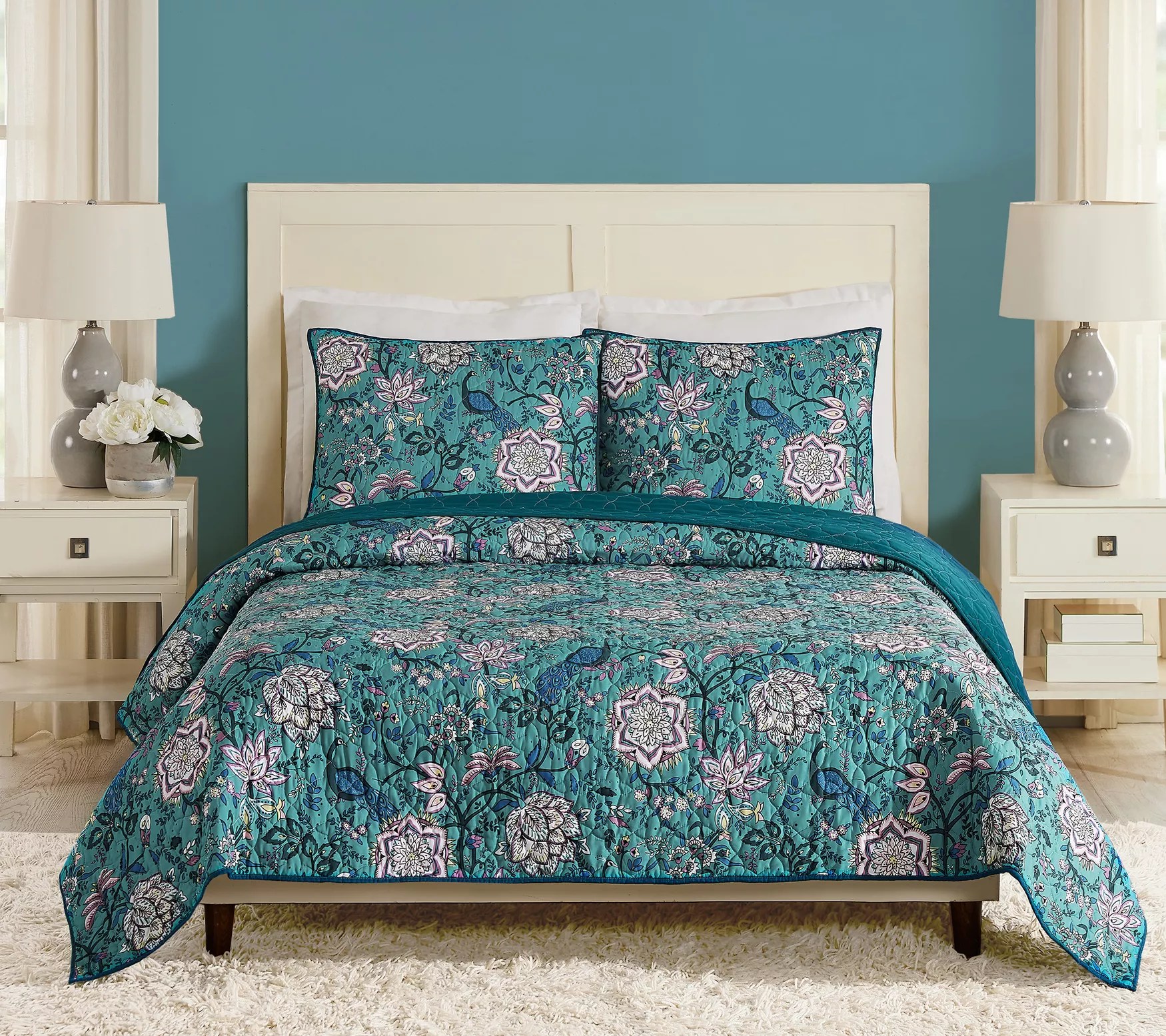 Vera Bradley Peacock Garden 3Piece King QuiltSet