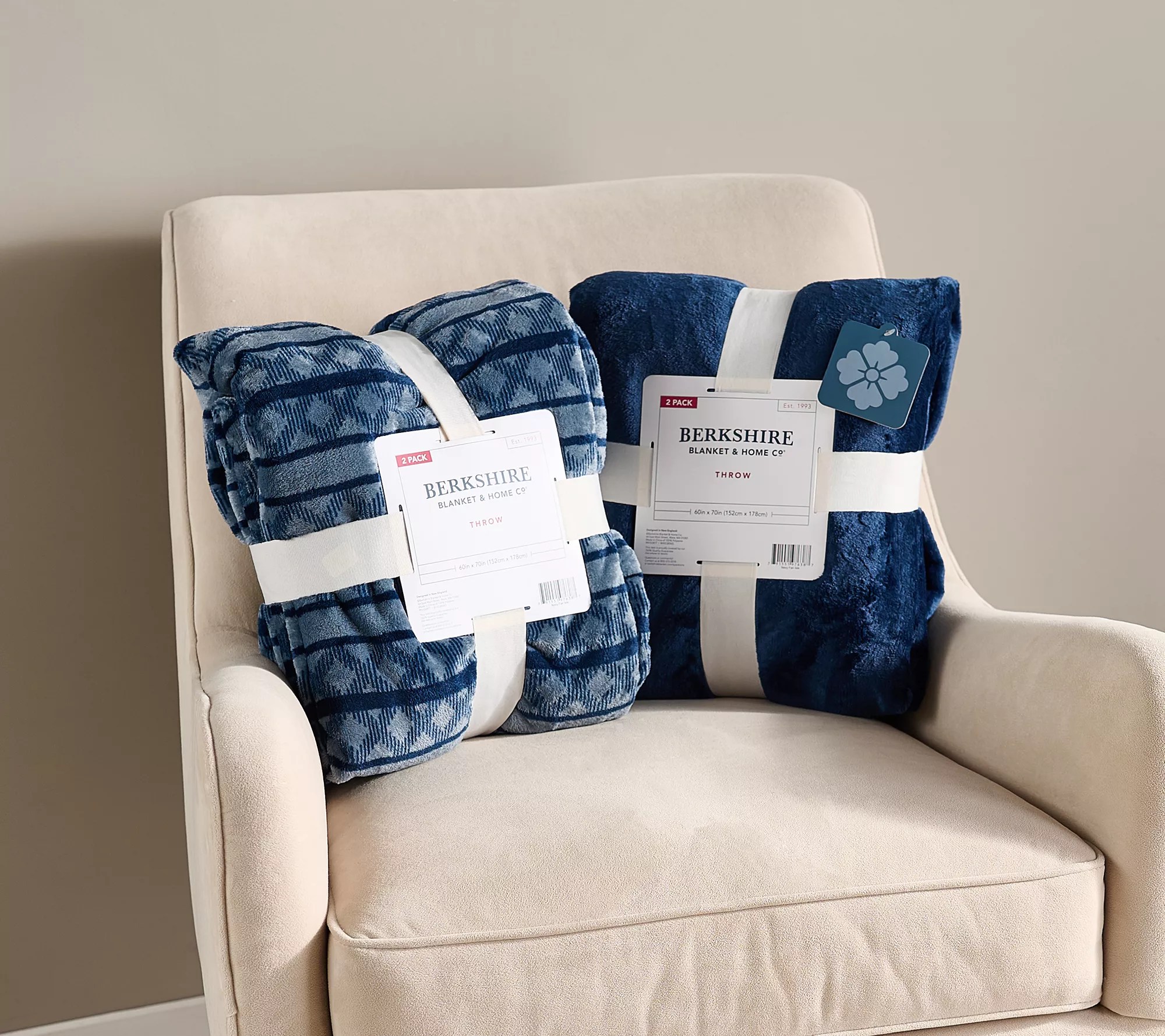 Berkshire 2pk 60" x 70" Velvetsoft Rev Grace Fur Throws