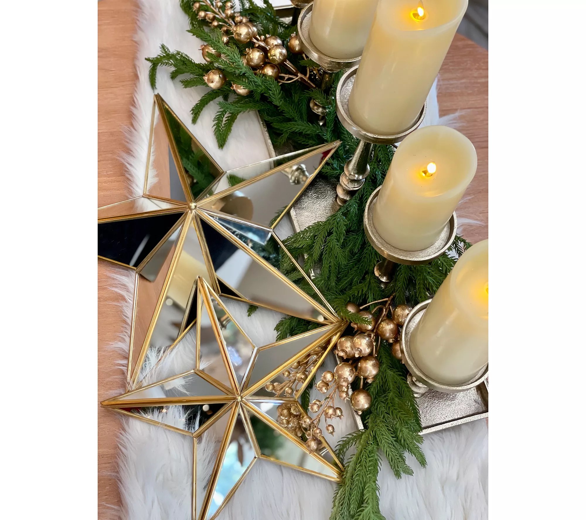 "As Is" Simply Stunning Set of 2 Mirrored Stars by Janine Graff