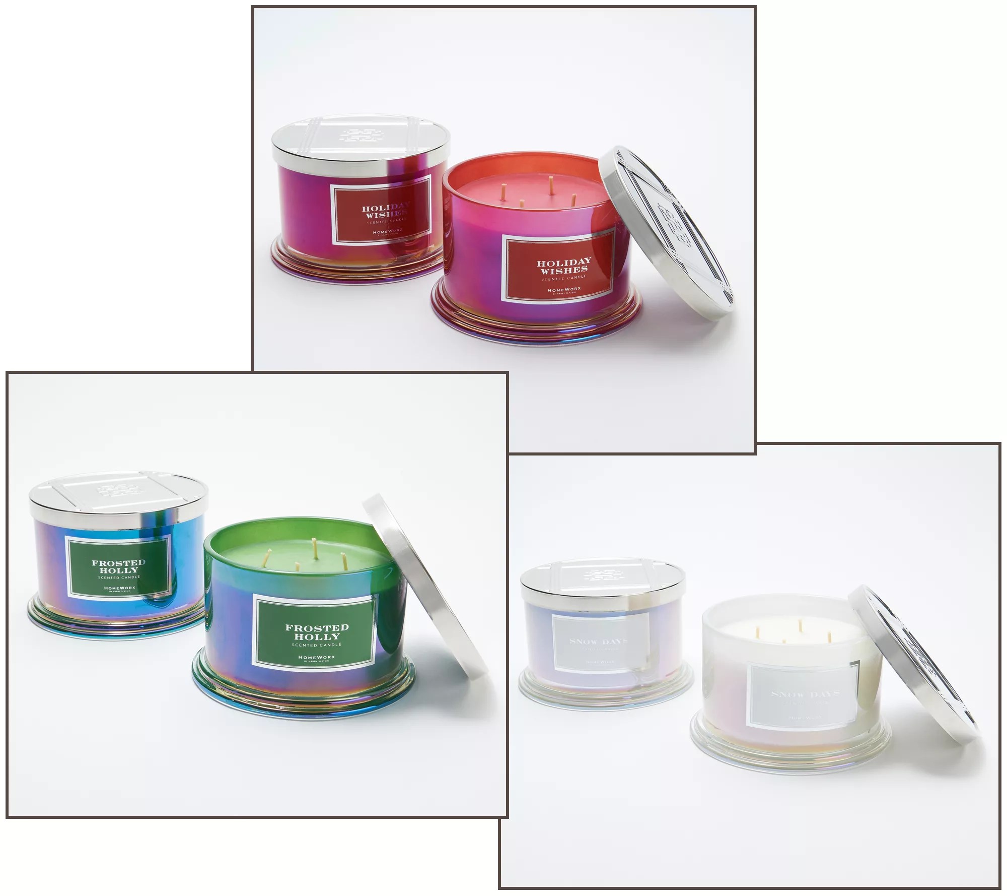HomeWorx by Harry Slatkin S/2 Iridescent Holiday 18oz Candles