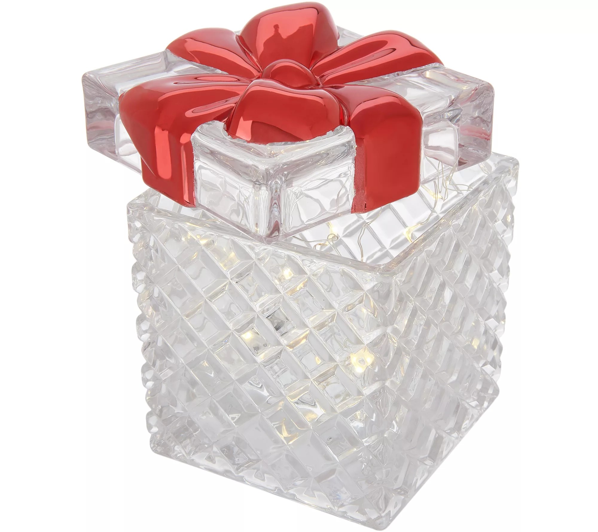 Illuminated Faceted Glass Present with Bow by Valerie