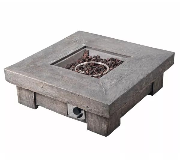 Teamson Home 35" Square Retro Wood Gas Fire Pit