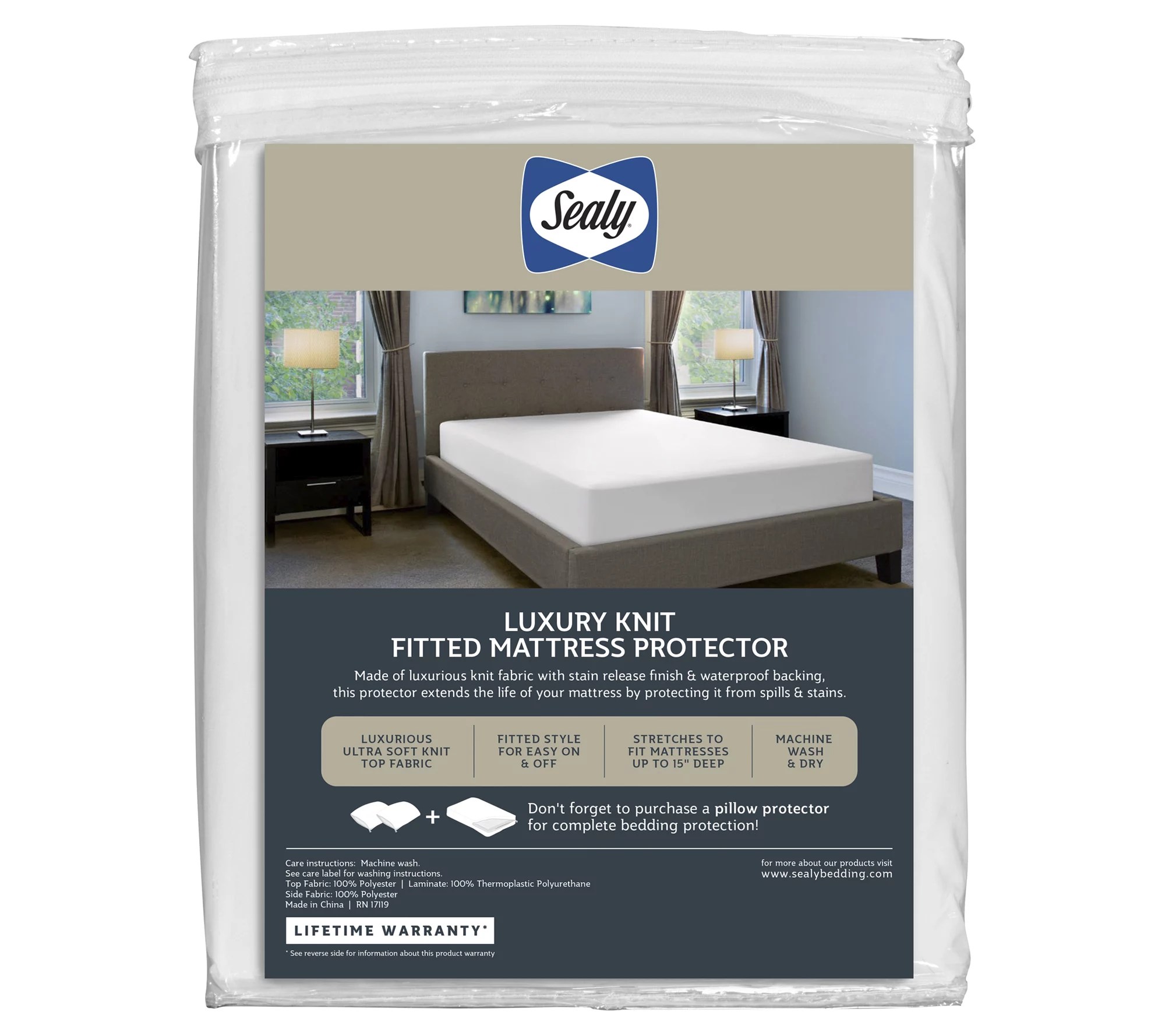 Sealy Luxury Knit Mattress ProtectorFull