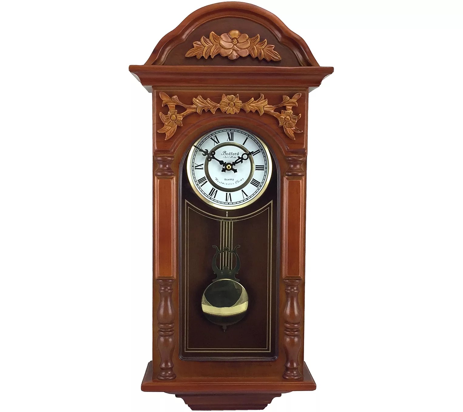 Bedford Clock 27.5" Padauk Oak Finish Chiming Wall Clock