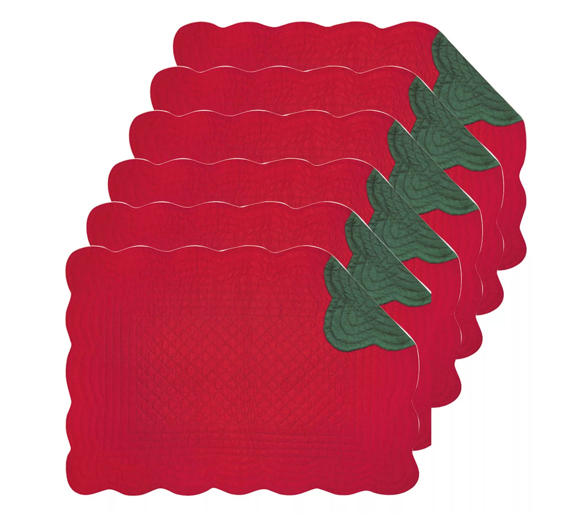 C&F Home Quilted Red & Green Placemat Set of 6