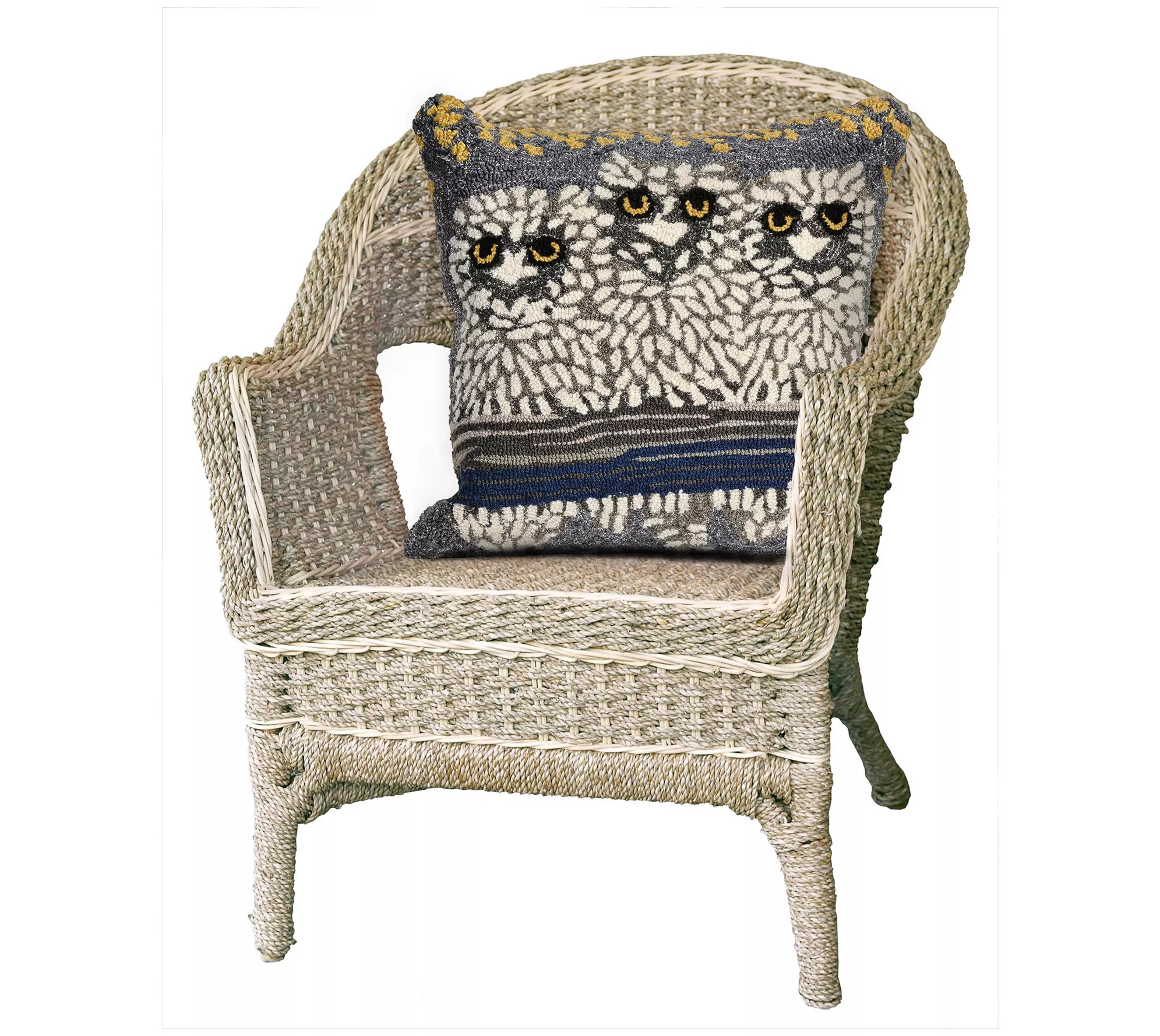 Liora Manne Frontporch Owls Pillow Night 18" Square