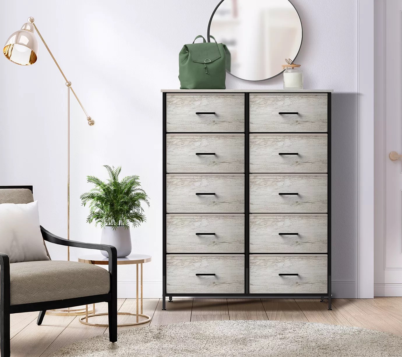 Sorbus Dresser with 10 Faux Wood Drawers