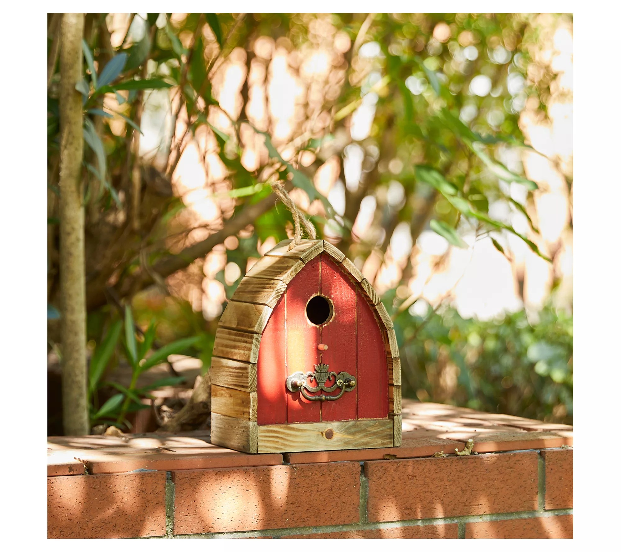 Glitzhome 8.5"H Little Red Barn With Perch Detail Birdhouse