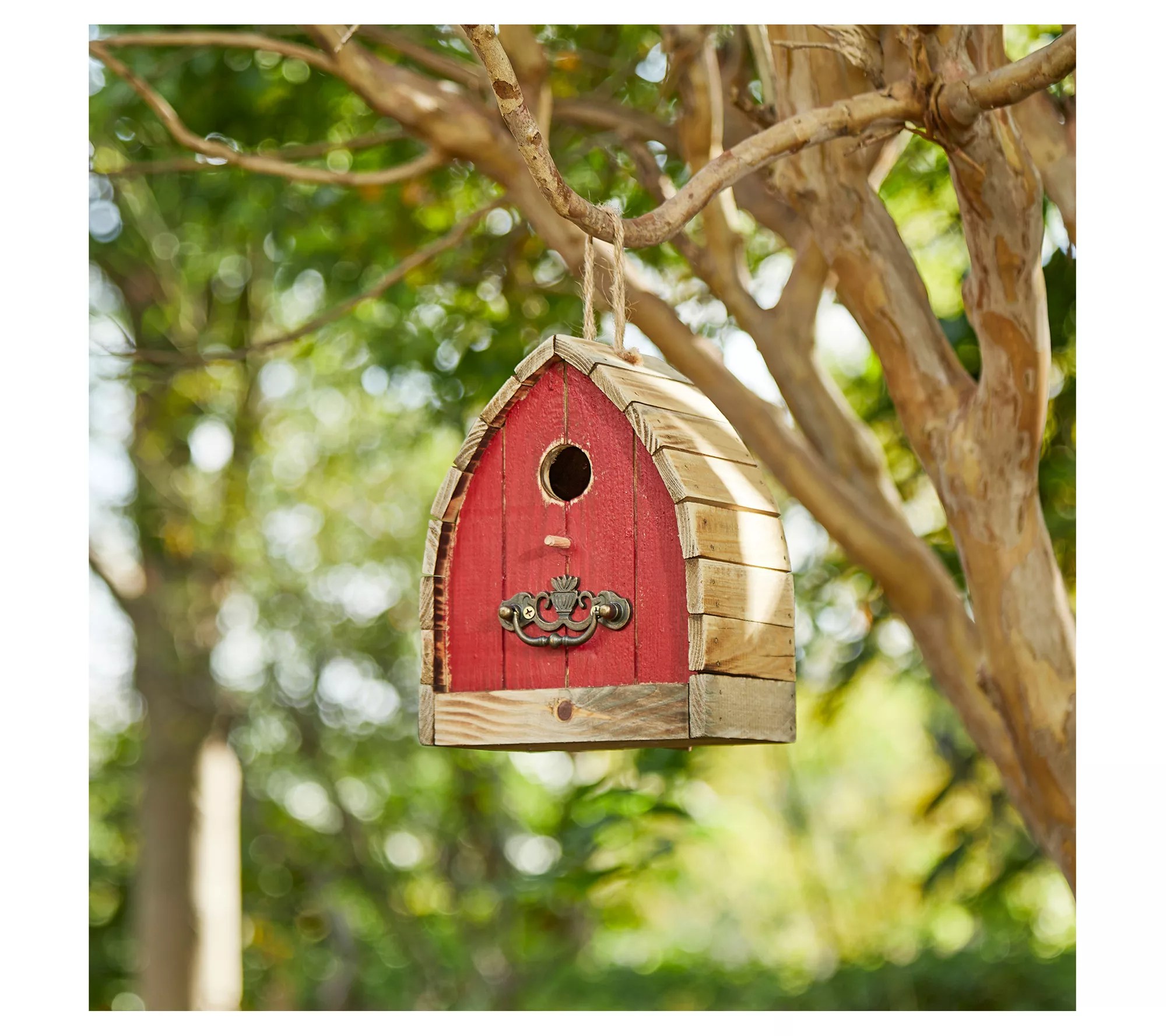 Glitzhome 8.5"H Little Red Barn With Perch Detail Birdhouse