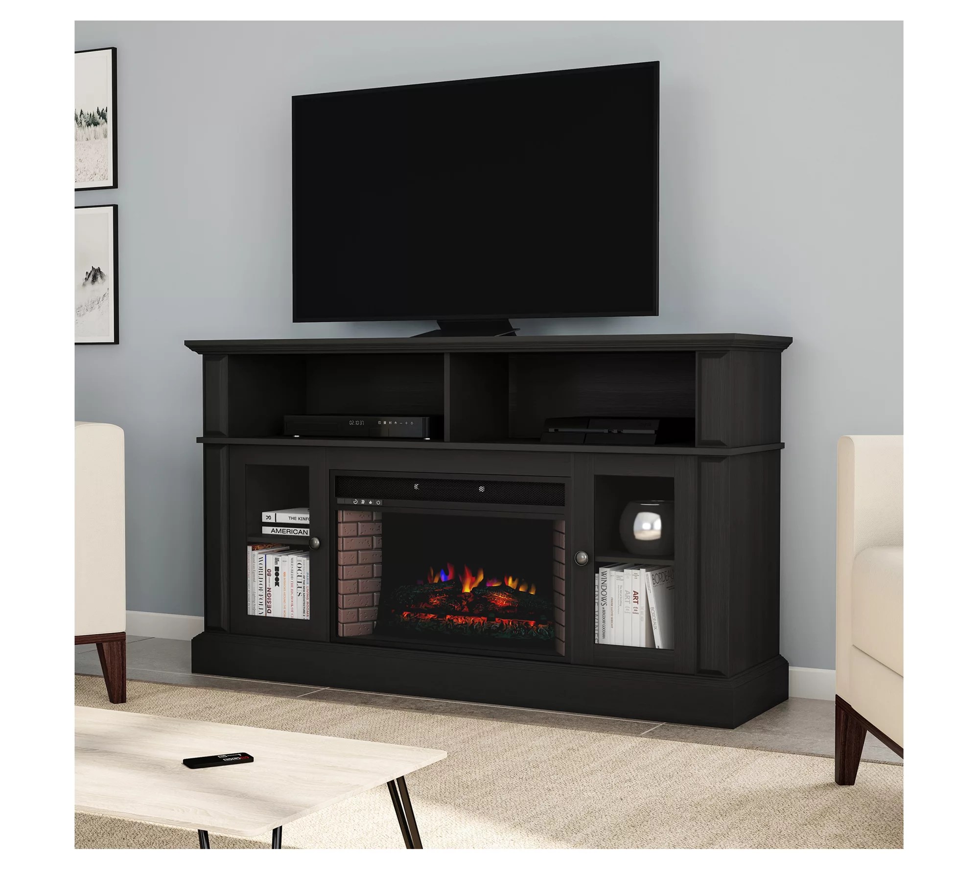Lavish Home Fireplace 60" TV Stand Entertainment Center