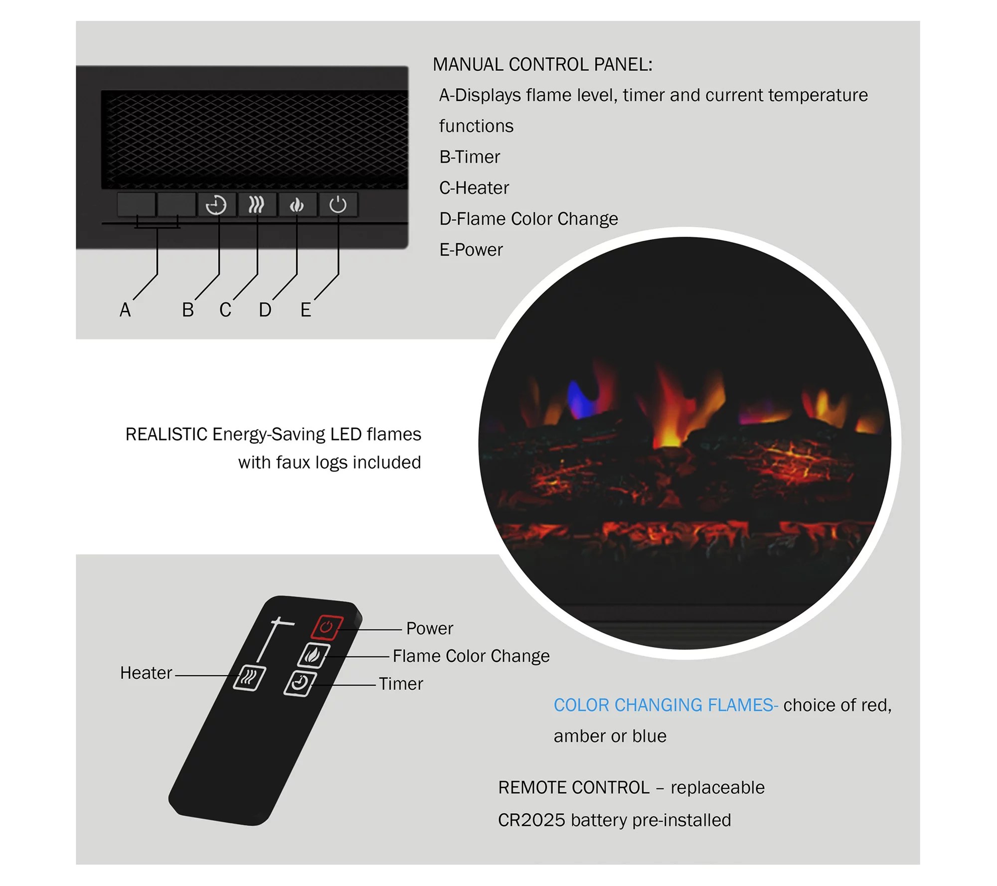Lavish Home Fireplace 60" TV Stand Entertainment Center