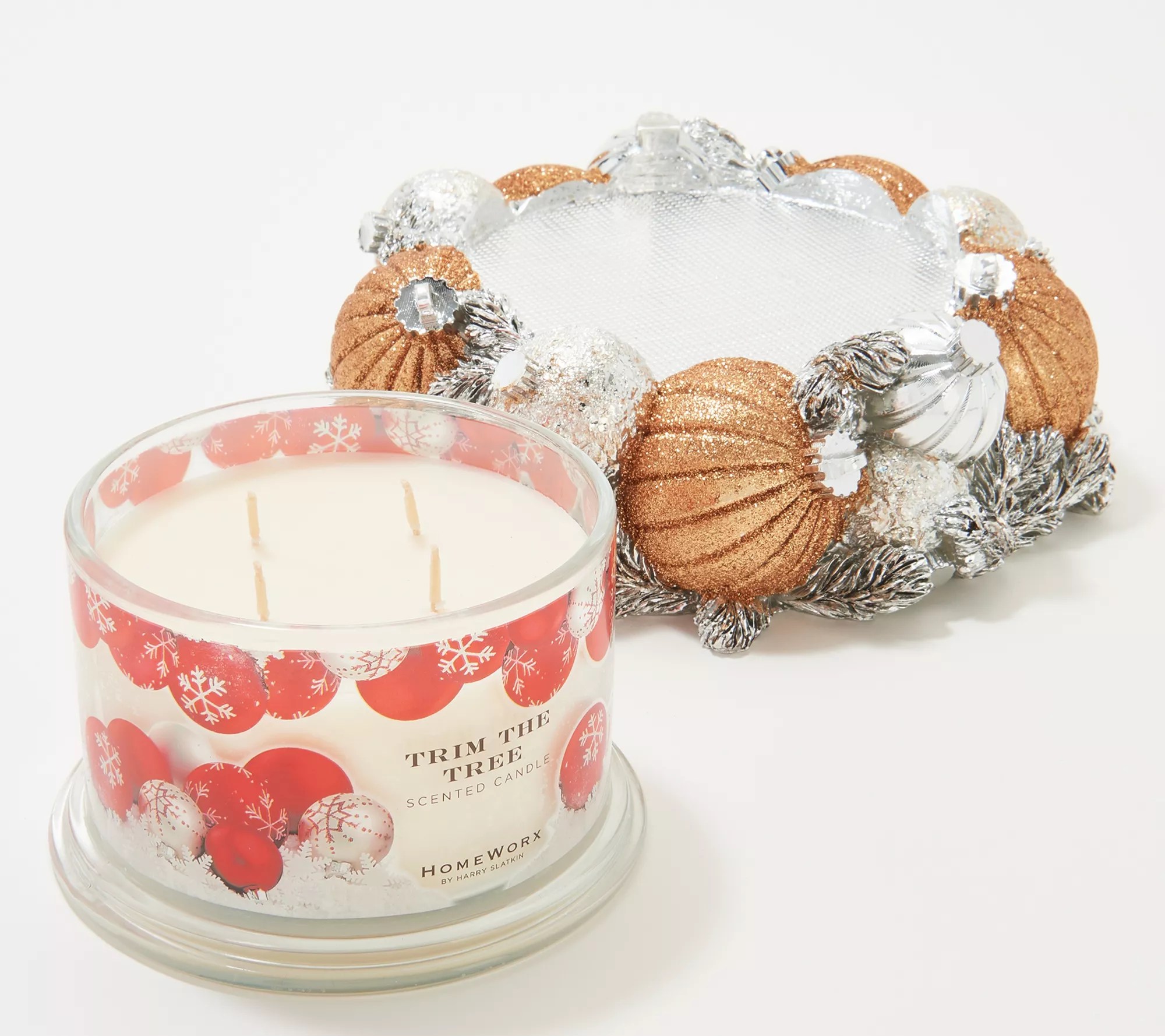 HomeWorx by Harry Slatkin Gold Ornament Pedestal with 18oz Candle