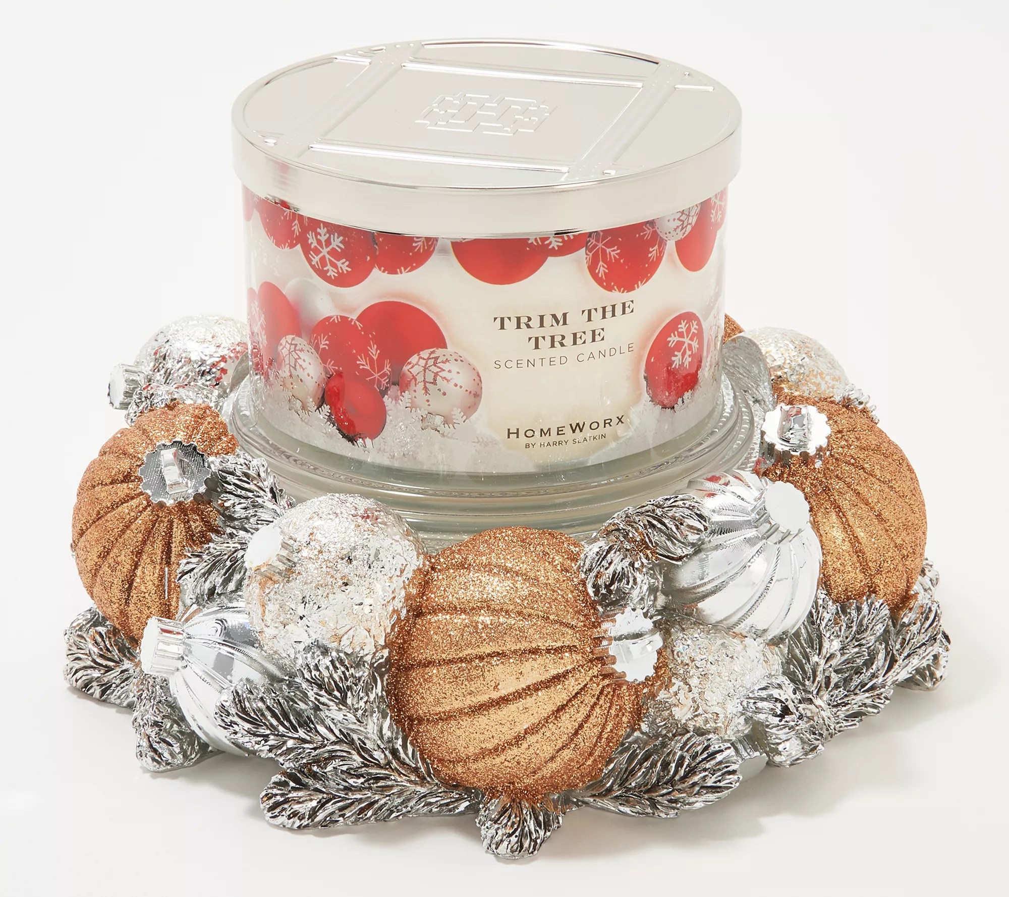 HomeWorx by Harry Slatkin Gold Ornament Pedestal with 18oz Candle