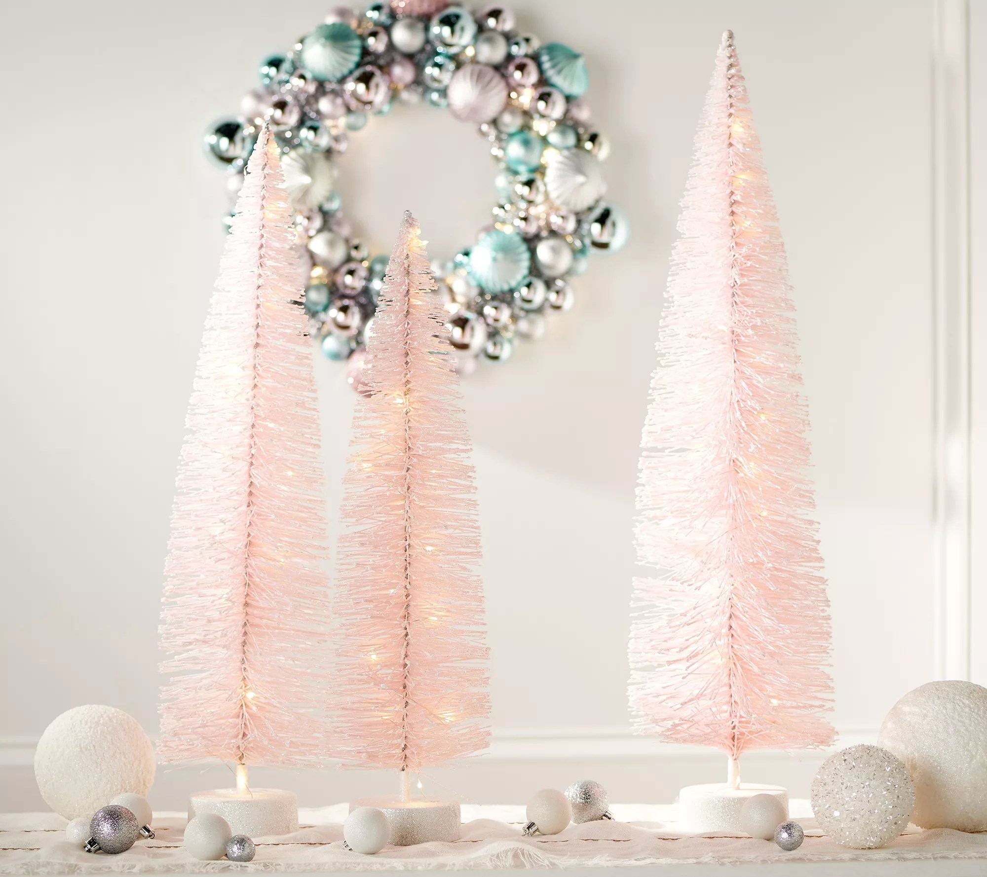 Set of 3 Oversized Lit Bottlebrush Trees by Valerie