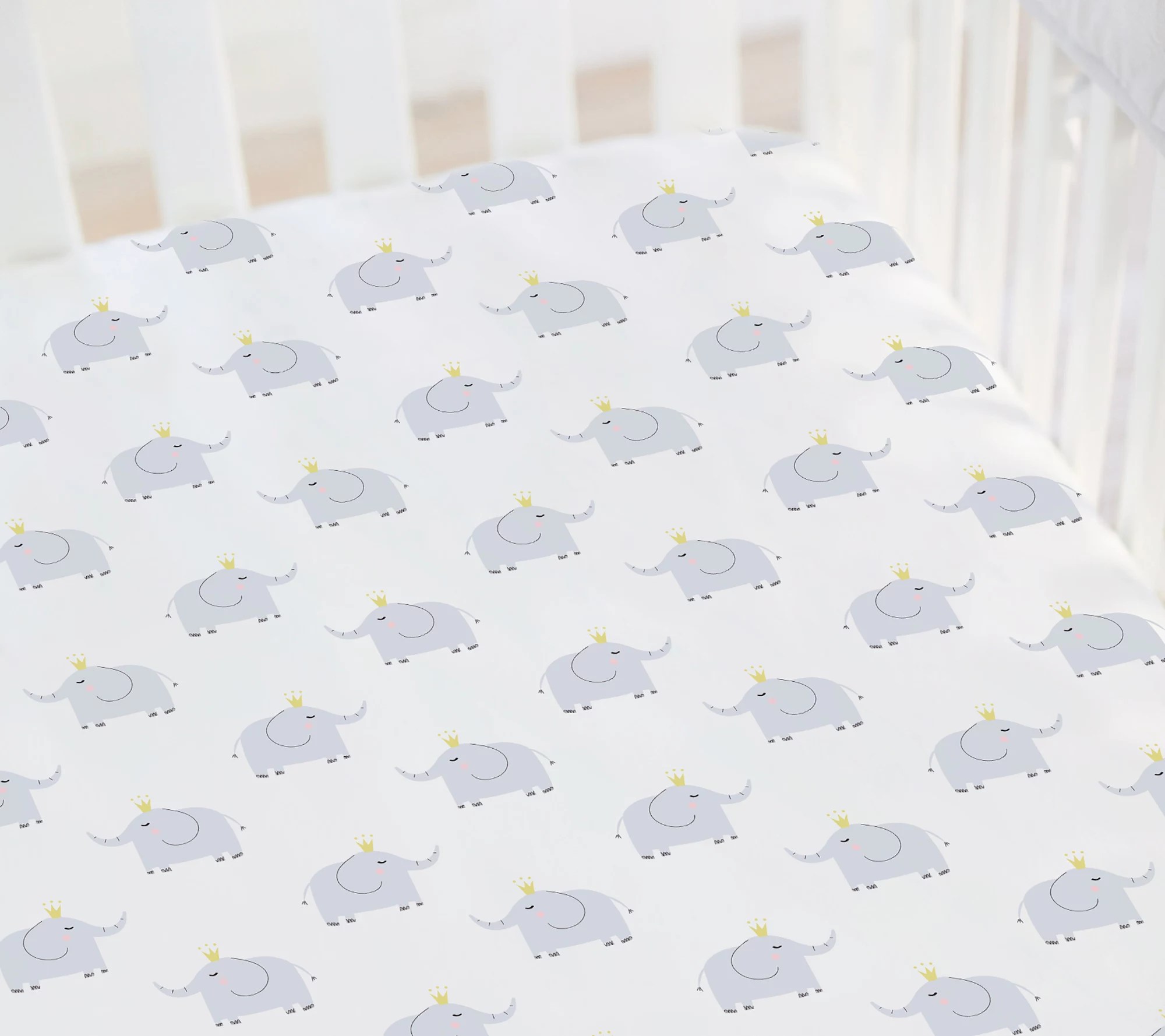 Hello Spud Elephant Fitted Crib Sheet