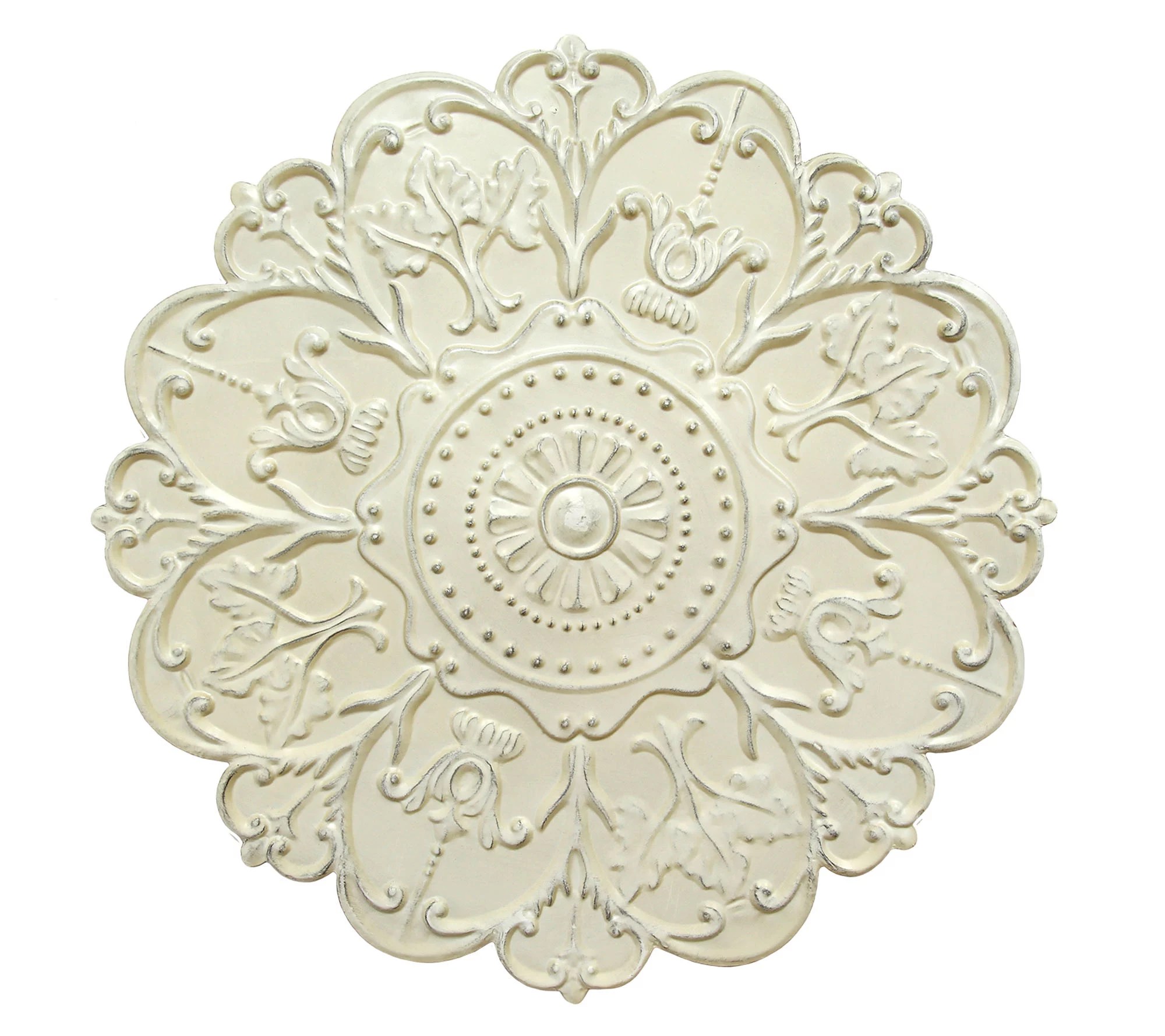 Stratton Home Shabby White Medallion Wall Decor
